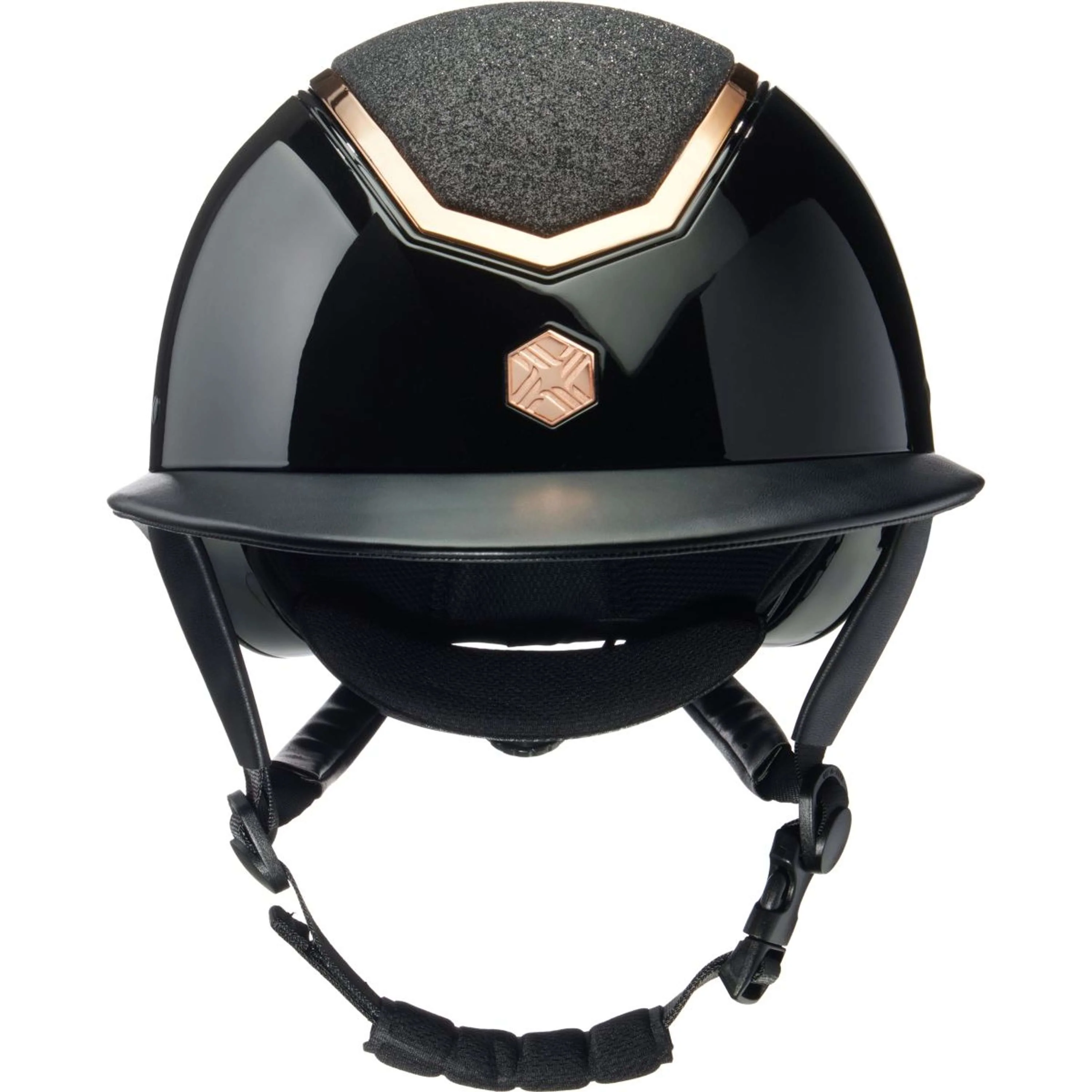 Charles Owen Bombe Kylo Sparkly Wide Peak Black Gloss/Rose Gold - Image 2