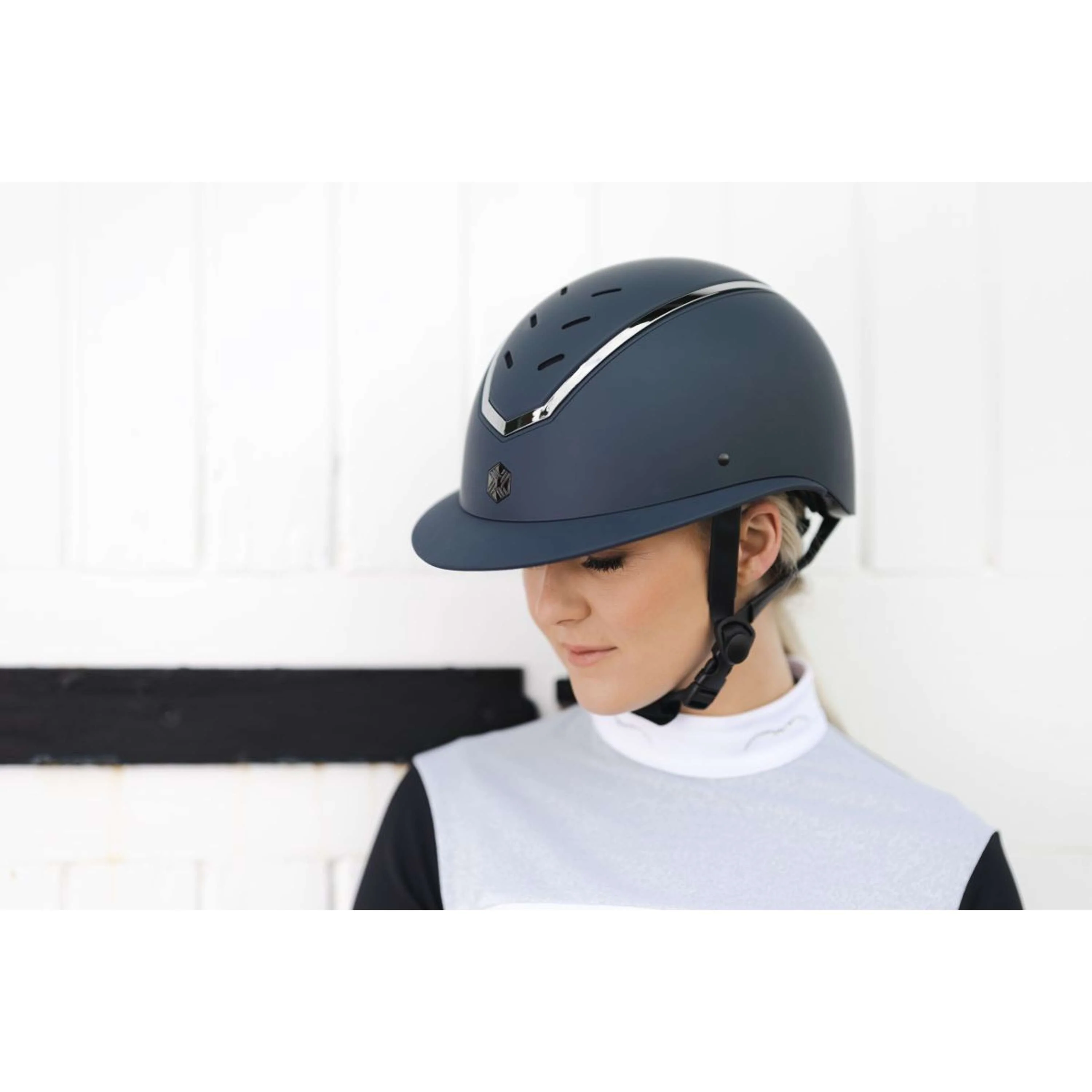 Charles Owen Bombe Kylo Wide Peak Navy Matte/Pewter - Image 4
