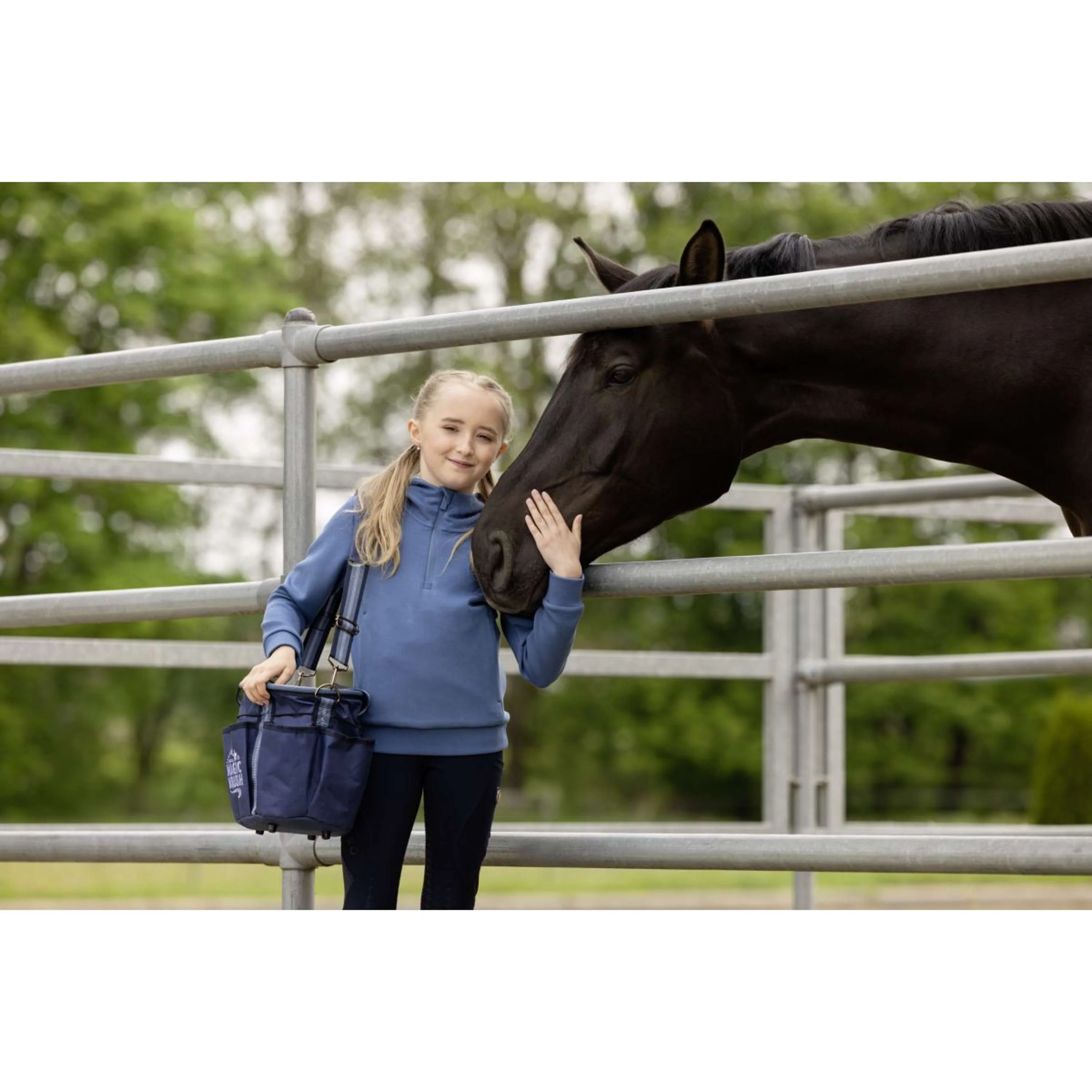 Covalliero Pull col Hoodie SS26 Enfants Smoked Blue - Image 5
