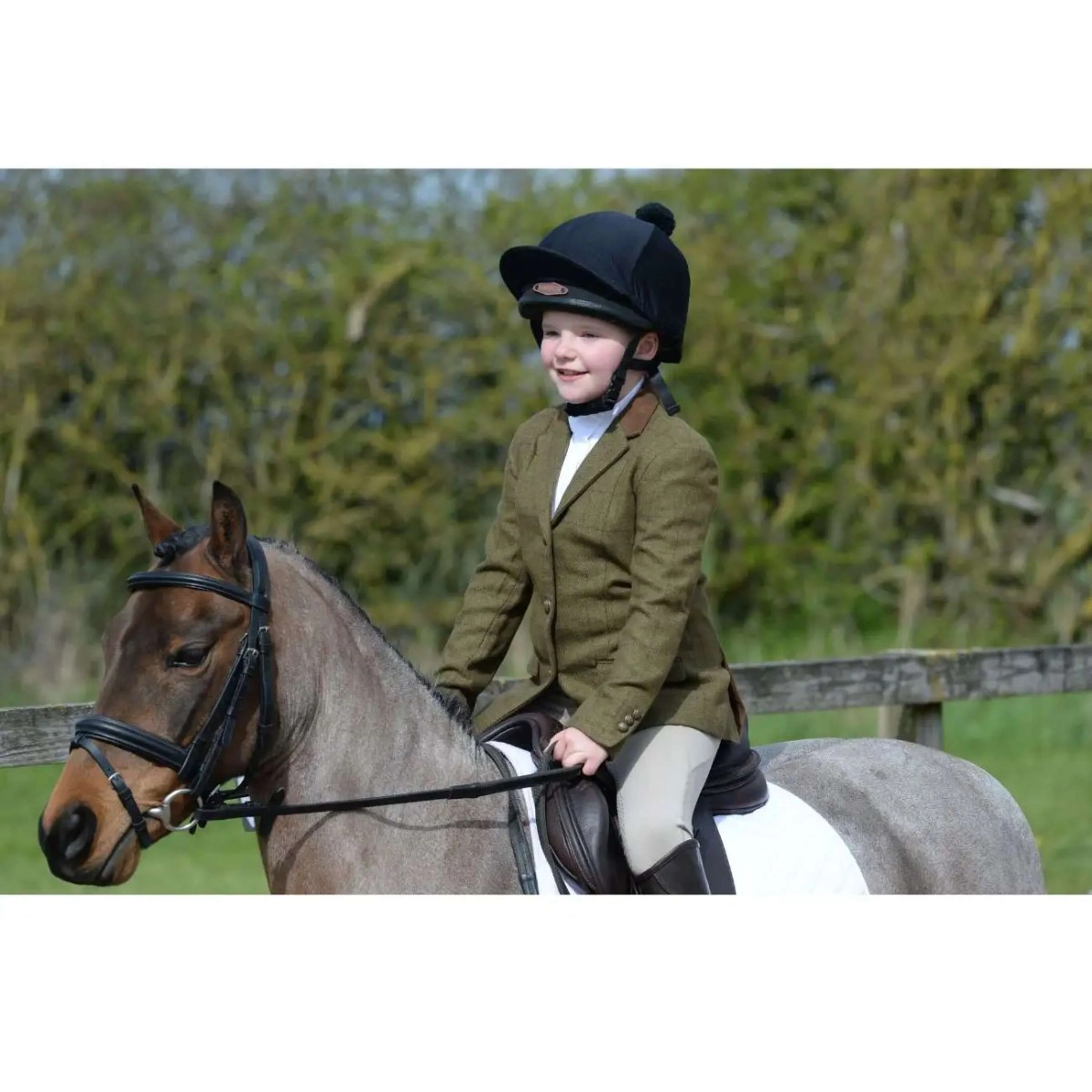 Dublin Petite Veste de Concours Albany Tweed Suede Collar Tailored Kids Marron Vert - Image 3