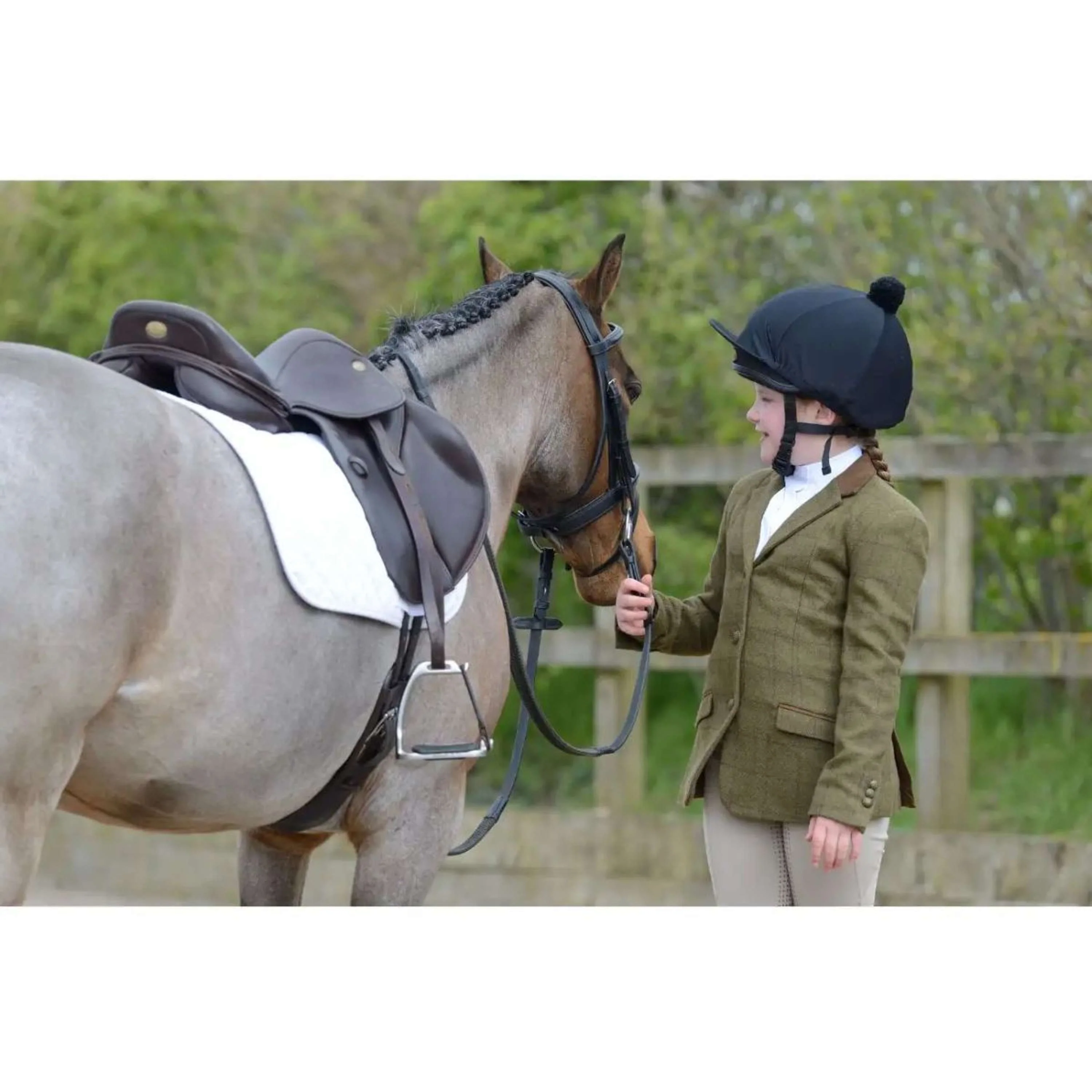 Dublin Petite Veste de Concours Albany Tweed Suede Collar Tailored Kids Marron Vert - Image 4