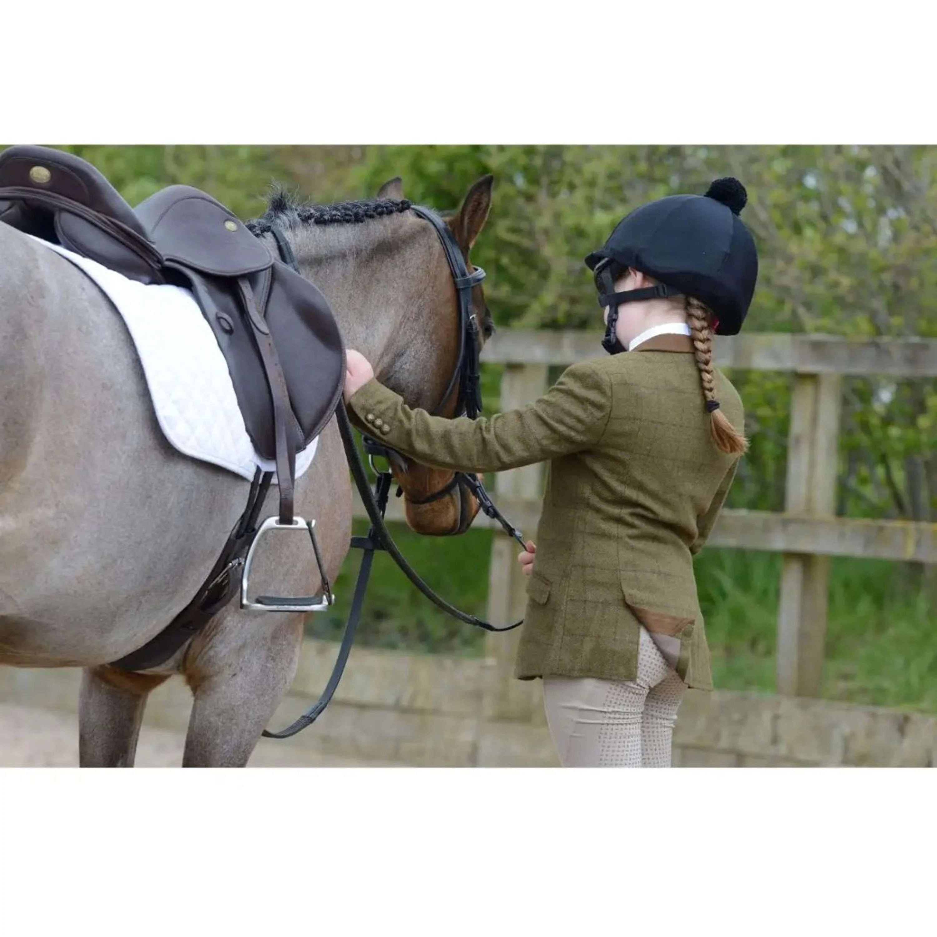 Dublin Petite Veste de Concours Albany Tweed Suede Collar Tailored Kids Marron Vert - Image 5