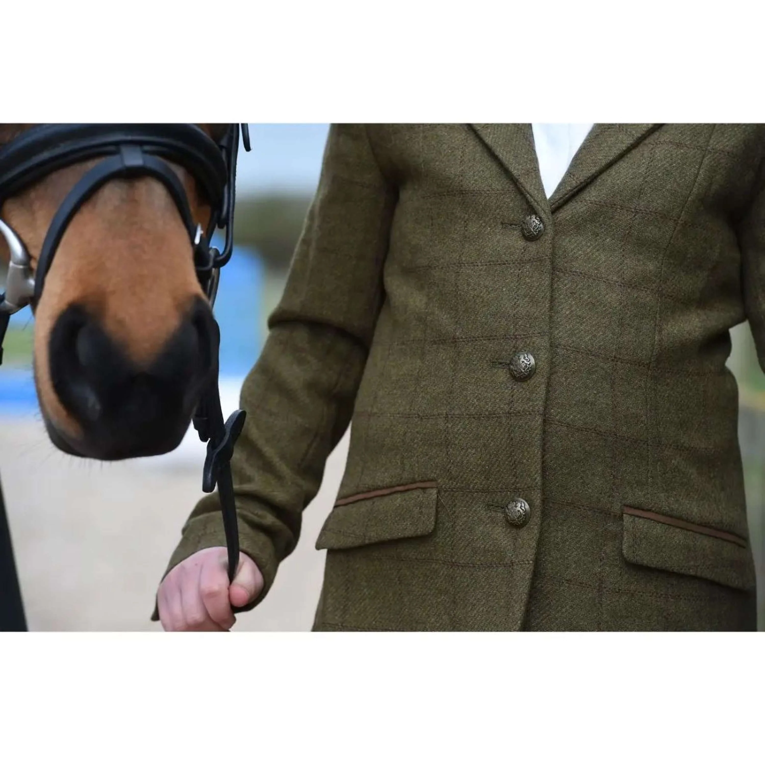 Dublin Petite Veste de Concours Albany Tweed Suede Collar Tailored Kids Marron Vert - Image 7