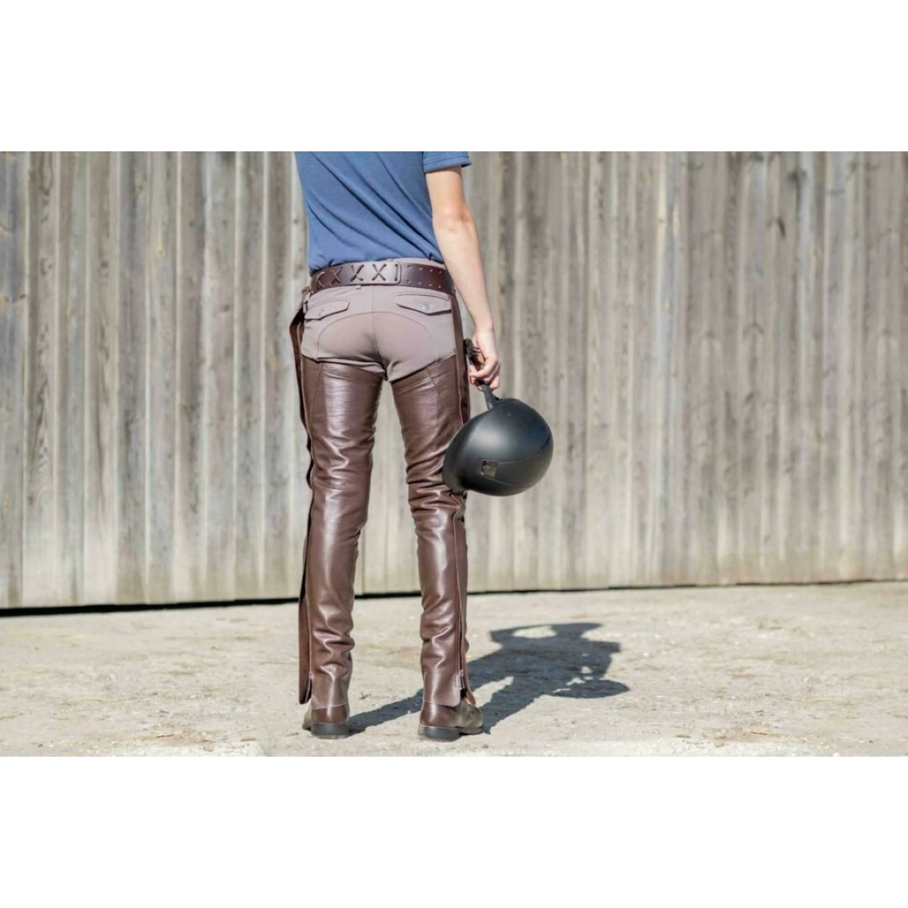 Dyon Longues Jambières en Cuir Standard Marron - Image 10