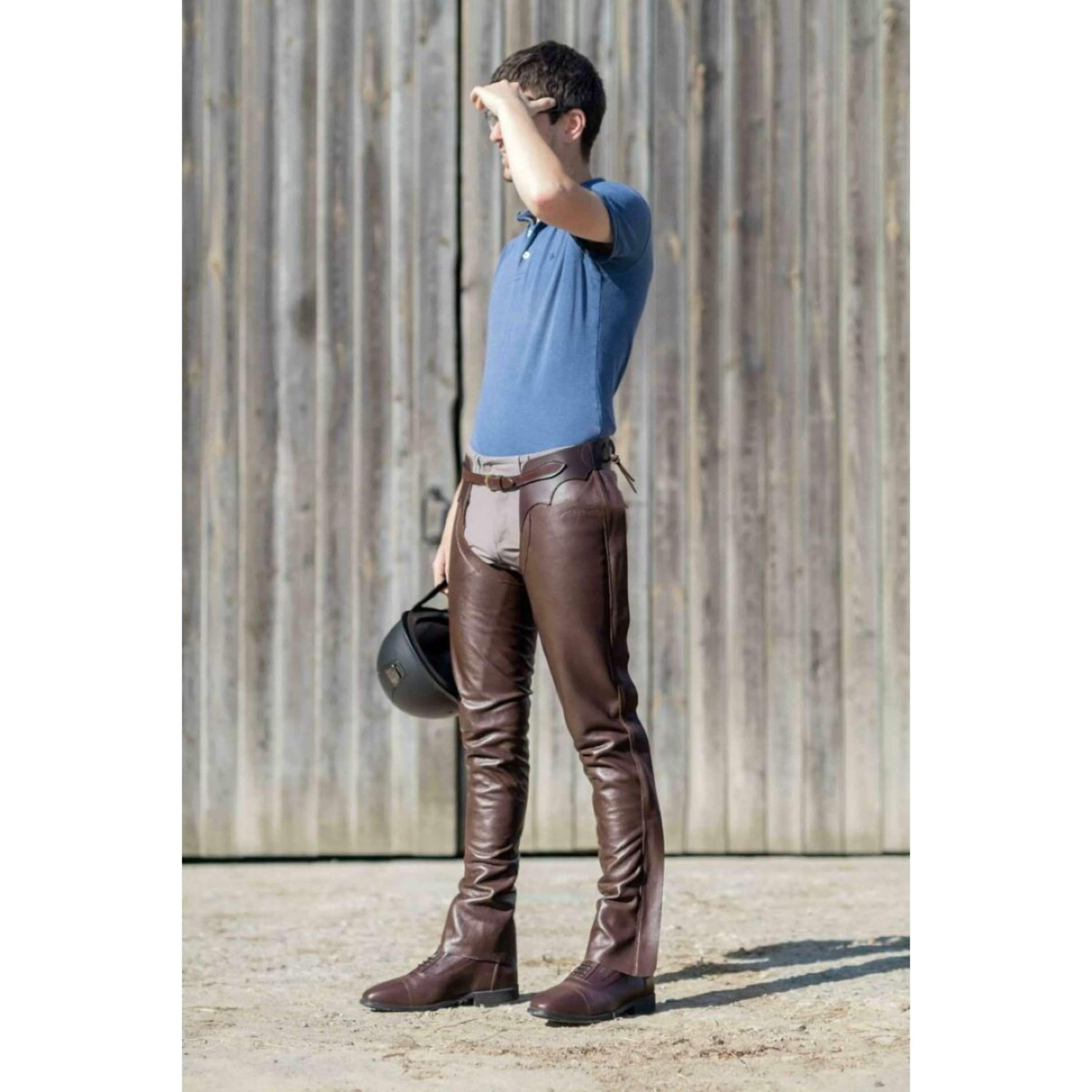 Dyon Longues Jambières en Cuir Standard Marron - Image 3