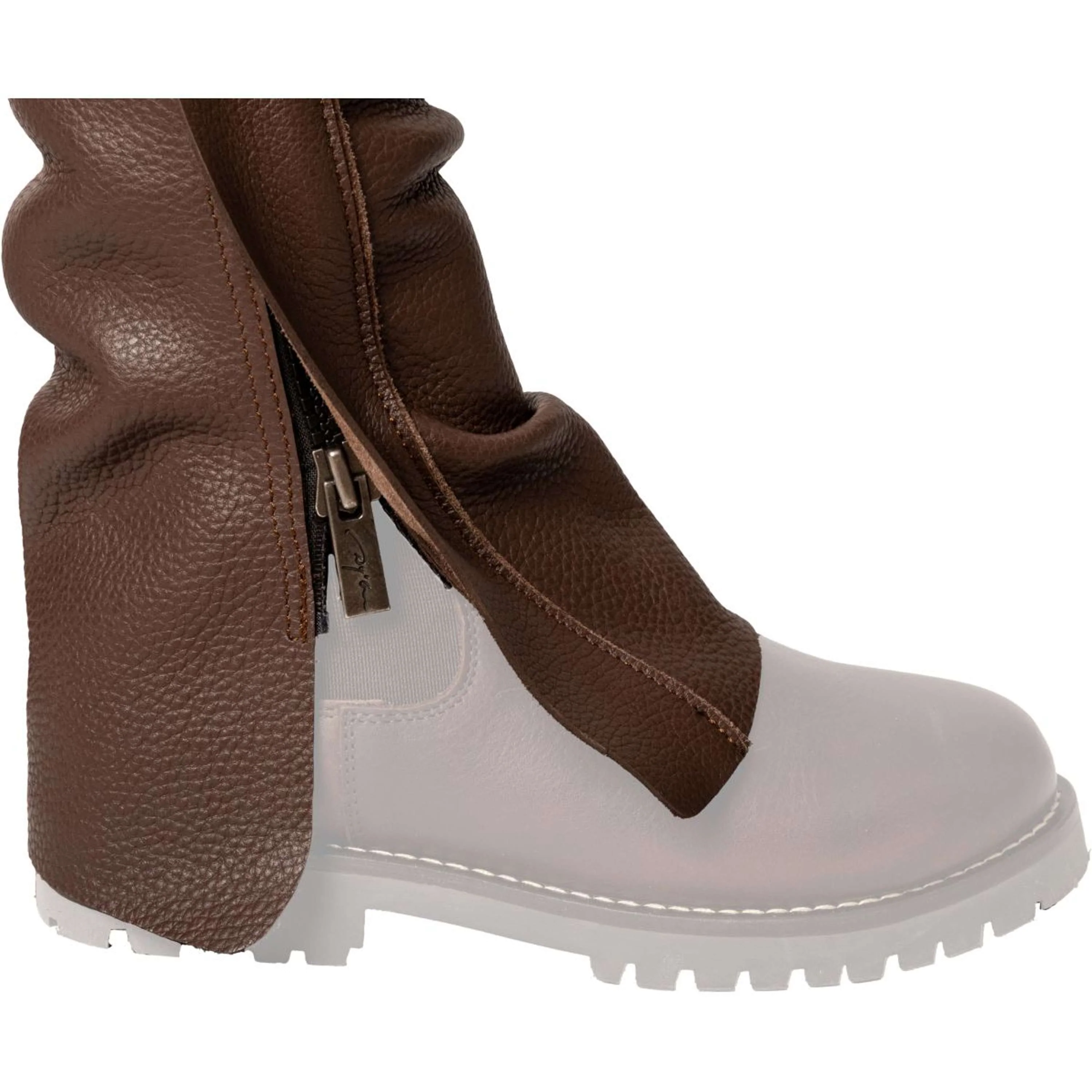Dyon Longues Jambières en Cuir Standard Marron - Image 5