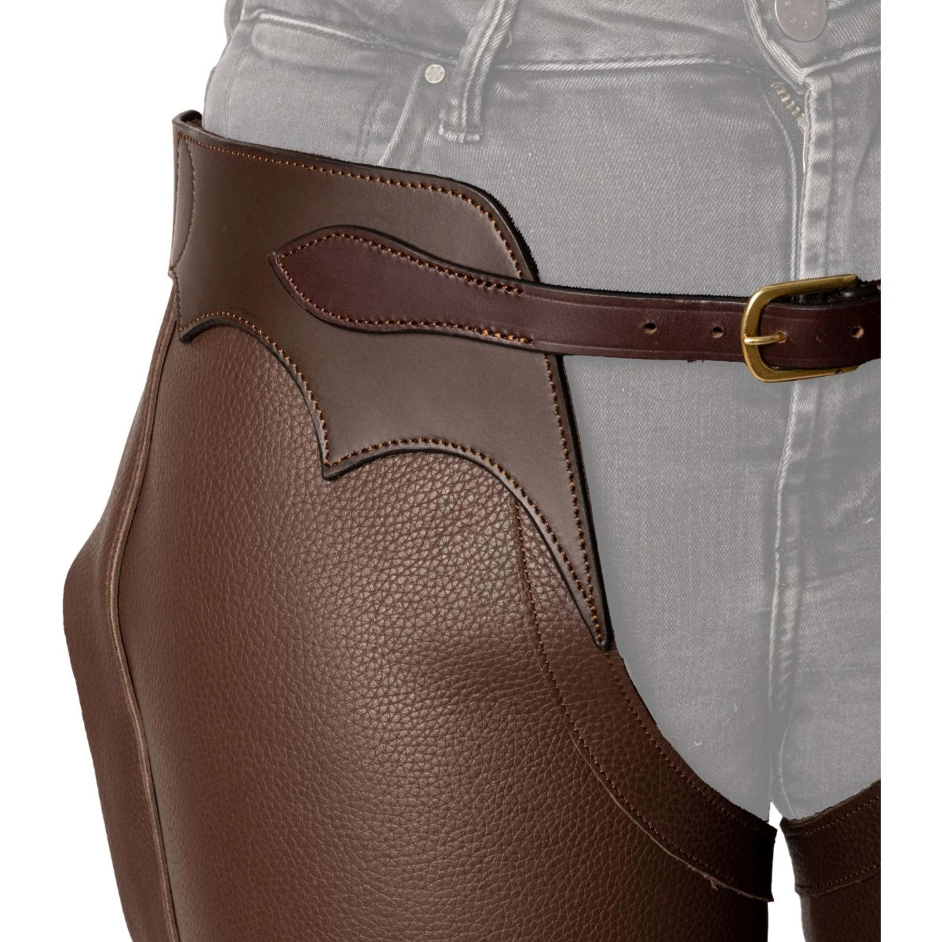 Dyon Longues Jambières en Cuir Standard Marron - Image 6