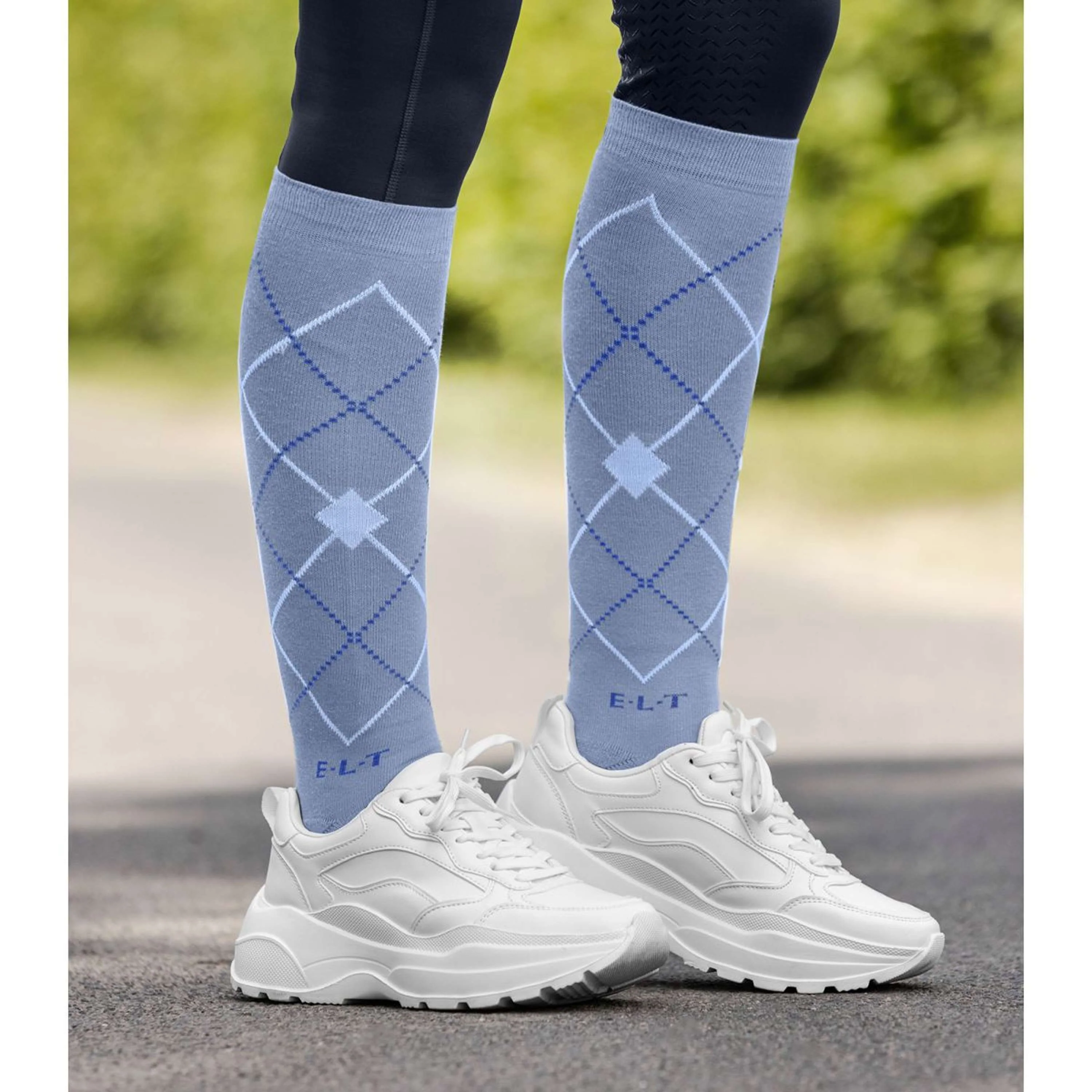 ELT Chaussettes d'Équitation Argyle Blue Grey - Image 2