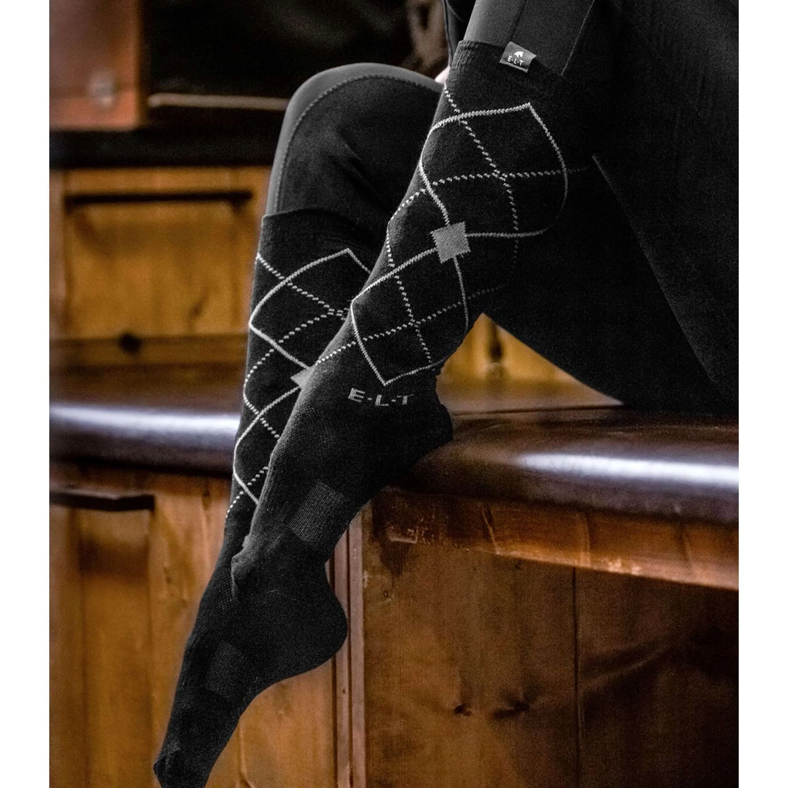 ELT Chaussettes d'Équitation Argyle Noir/Bleu - Image 2