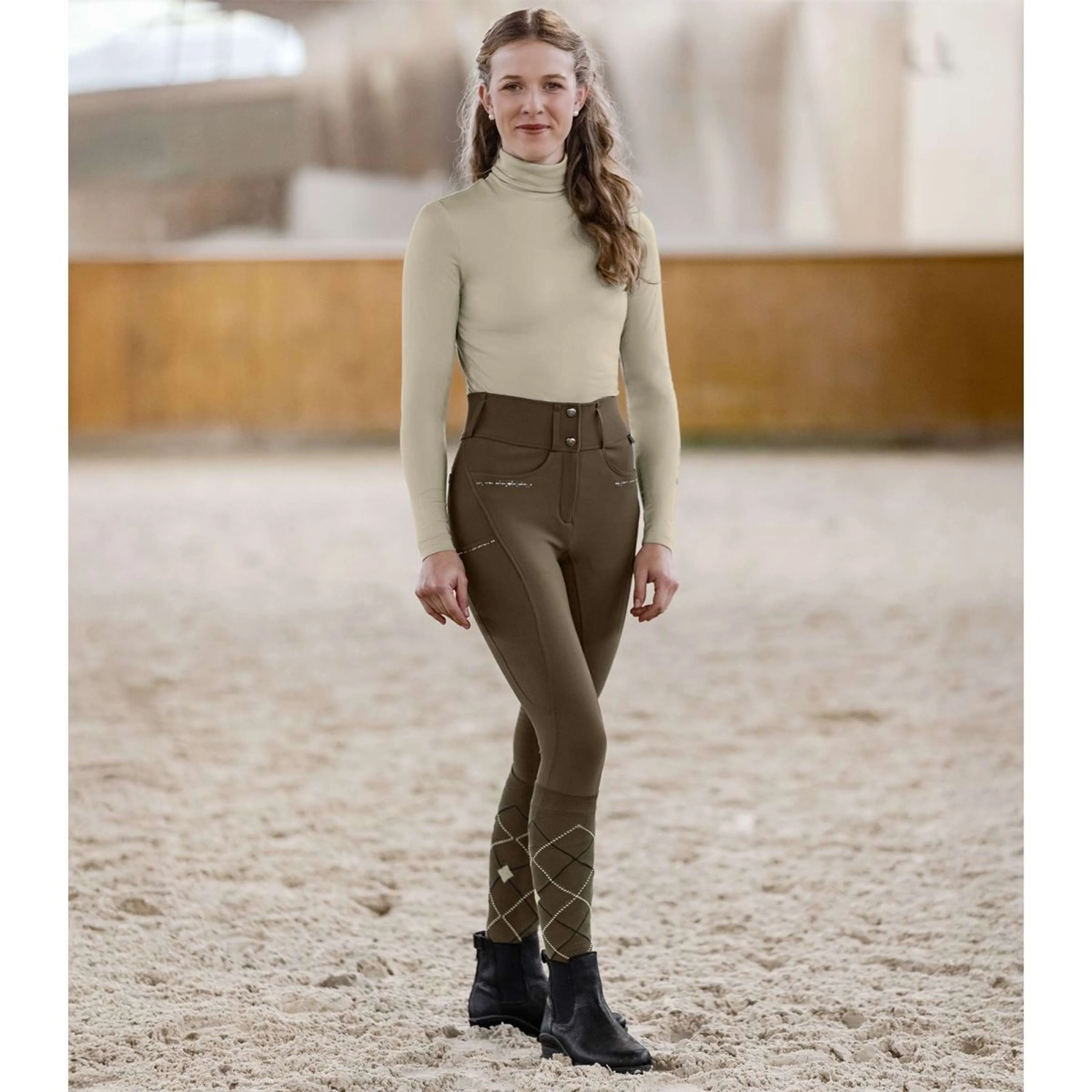ELT Pantalon d'Équitation Mathilda Glam High Waist Vert/Marron - Image 2