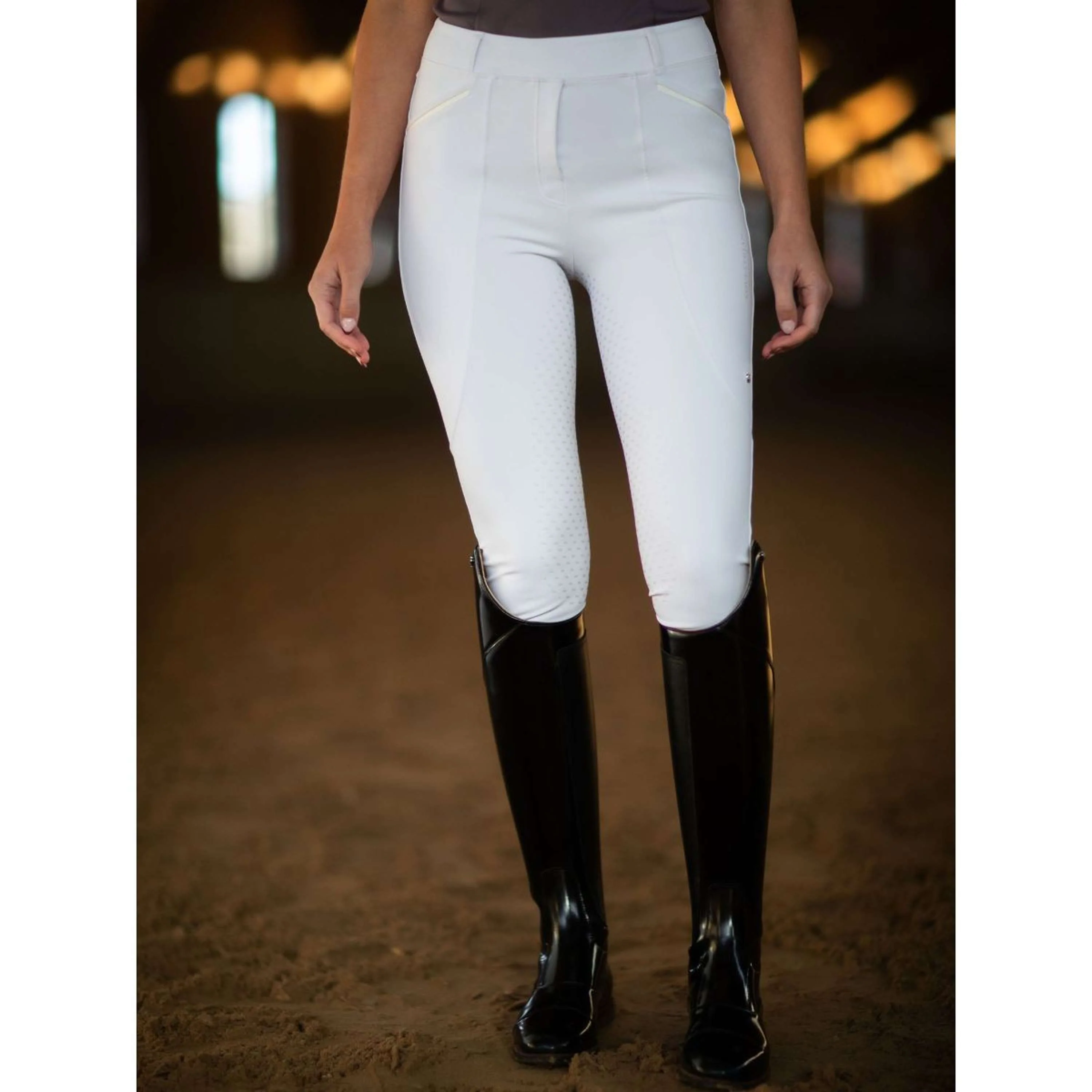 Equestrian Stockholm Legging d'Équitation Premium Full Grip Blanc - Image 4