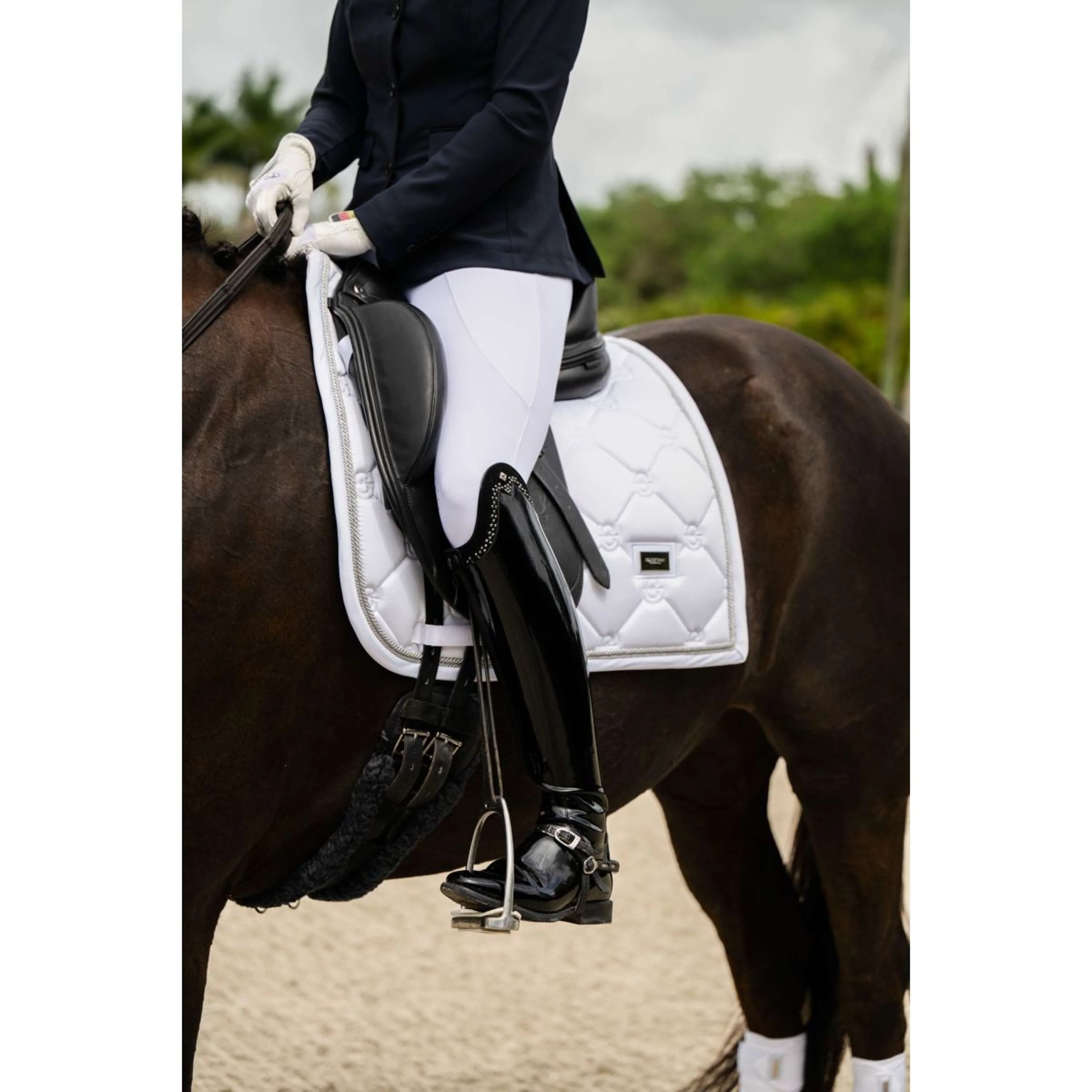 Equestrian Stockholm Tapis de Selle Dressage White Silver - Image 2
