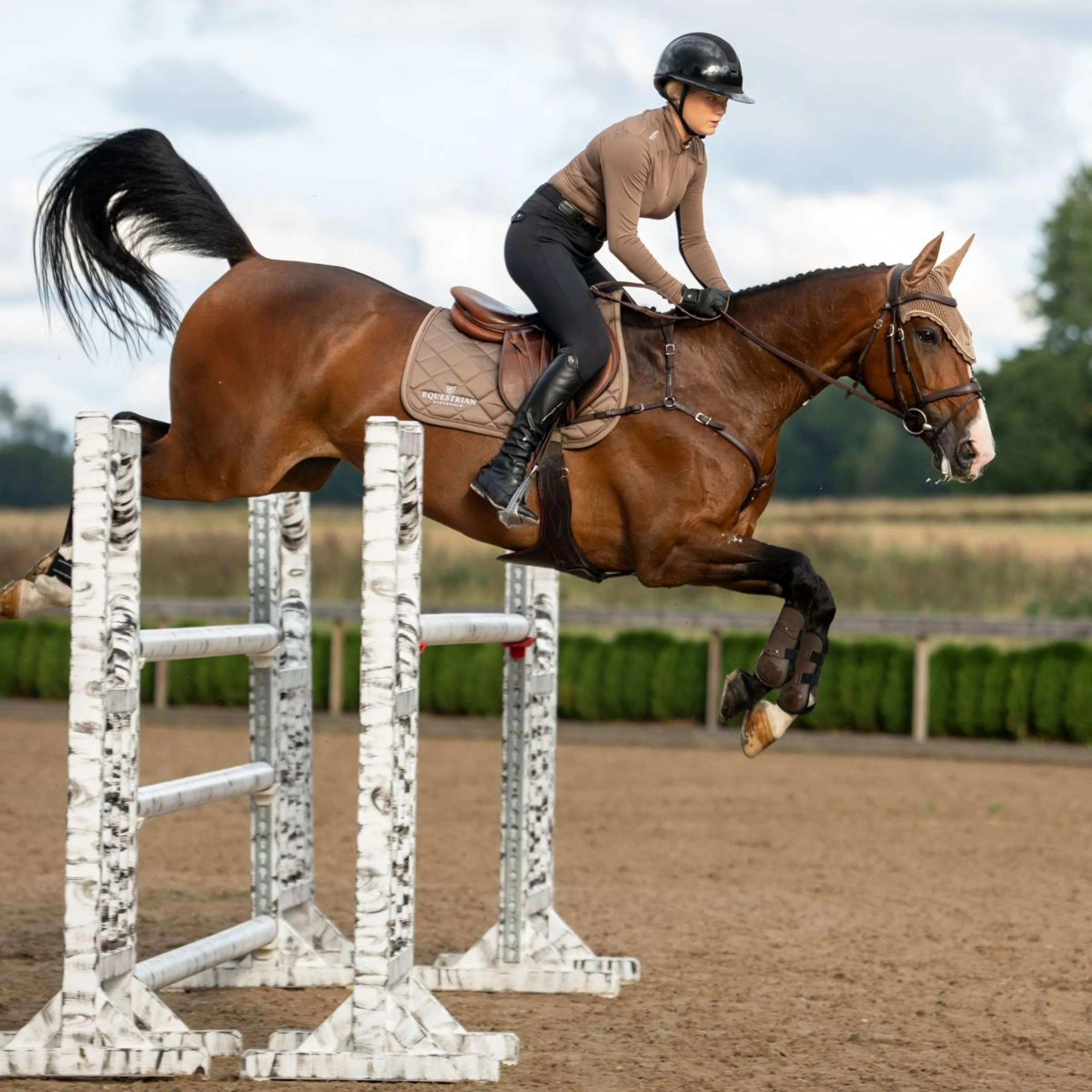 Equestrian Stockholm Tapis de Selle Line de Saut Champagne - Image 6