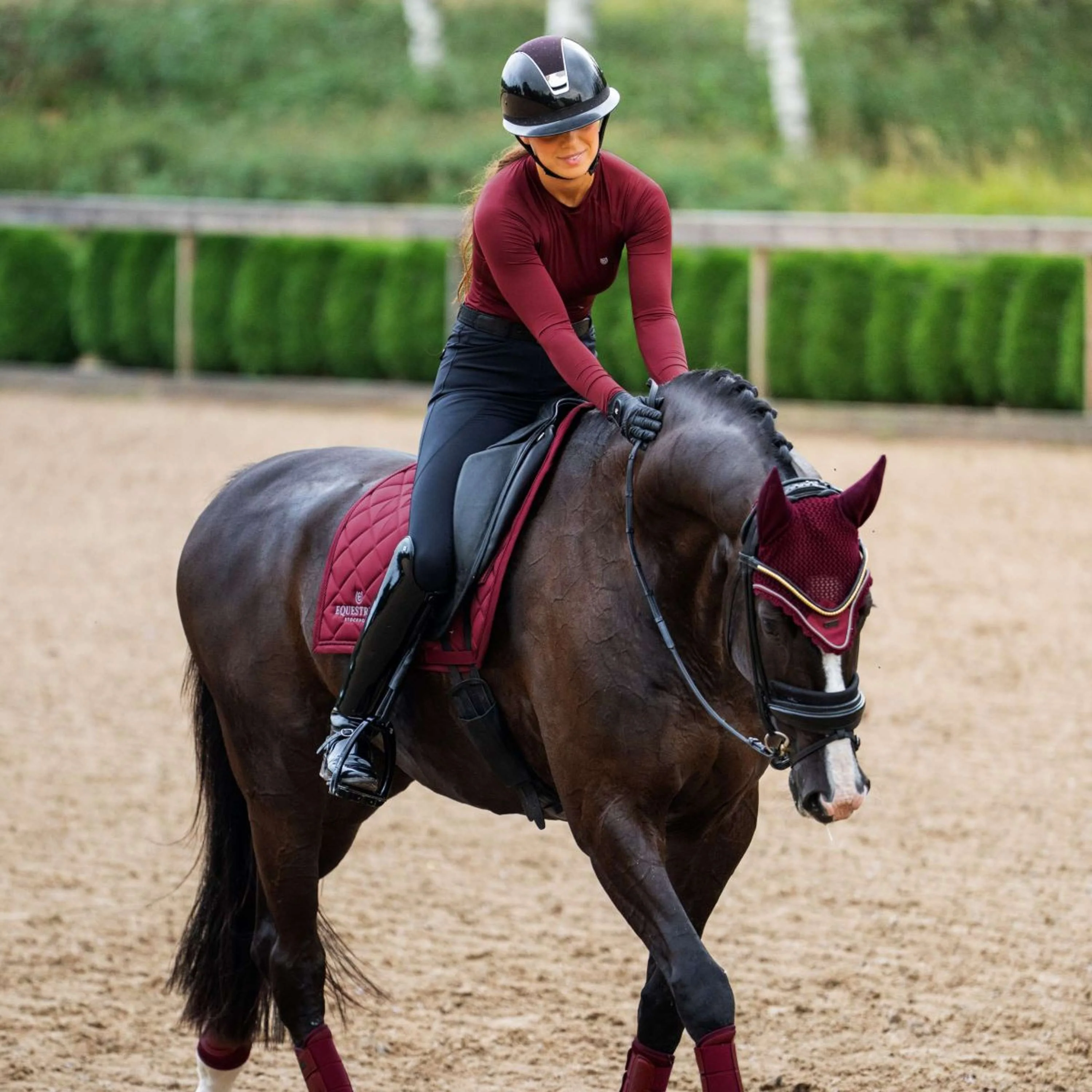 Equestrian Stockholm Tapis de Selle Line Dressage Bordeaux - Image 8