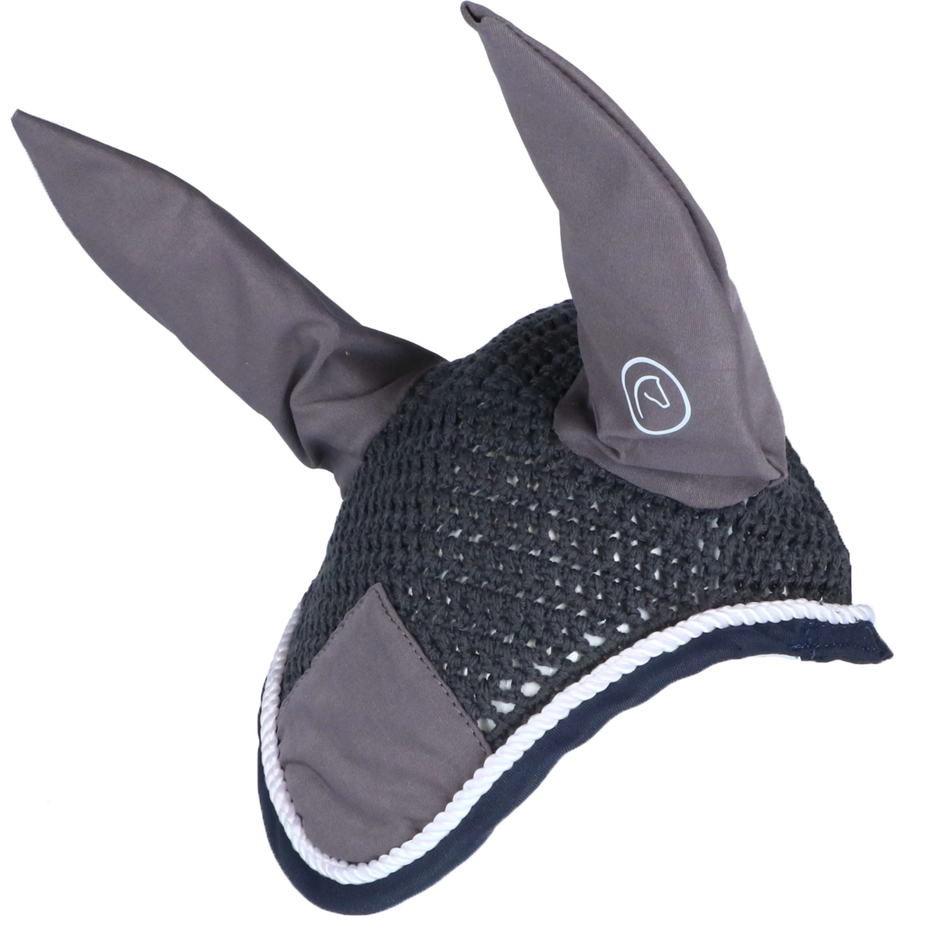 EQUITHÈME Bonnet Anti-Mouches Polyfun Gris Foncé/Bleu Marine - Image 2