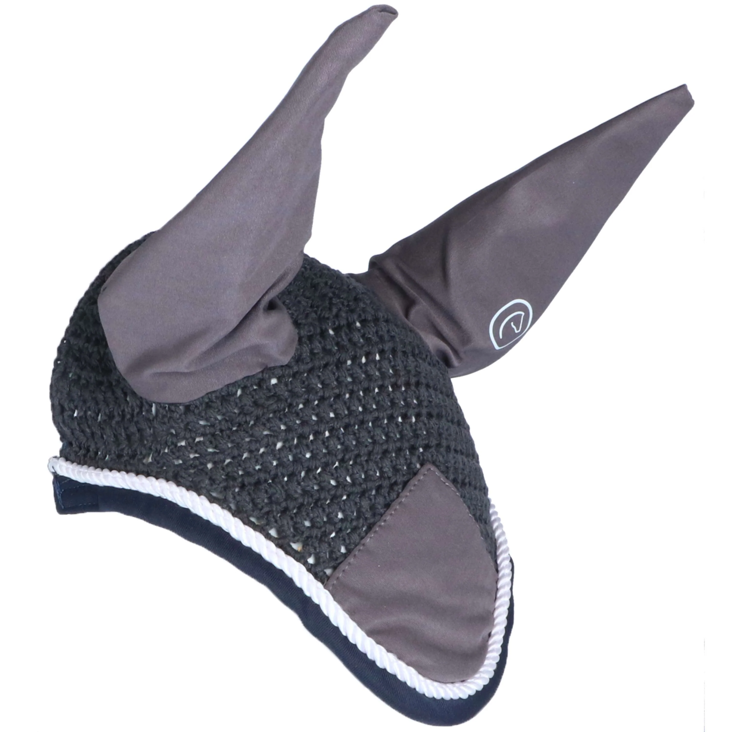EQUITHÈME Bonnet Anti-Mouches Polyfun Gris Foncé/Bleu Marine - Image 3