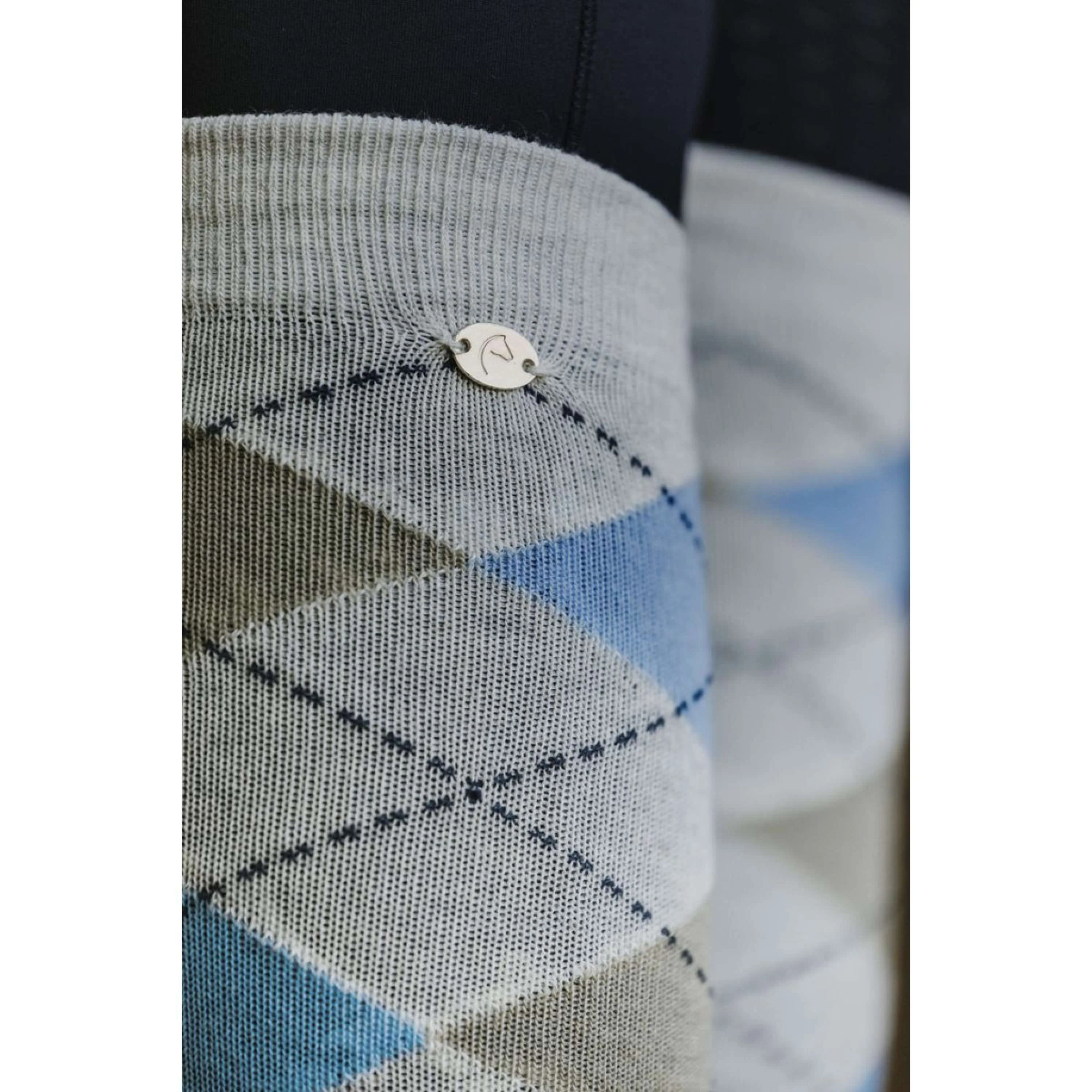 EQUITHÈME Chaussettes Argyle Gris clair/Bleu Ciel - Image 2