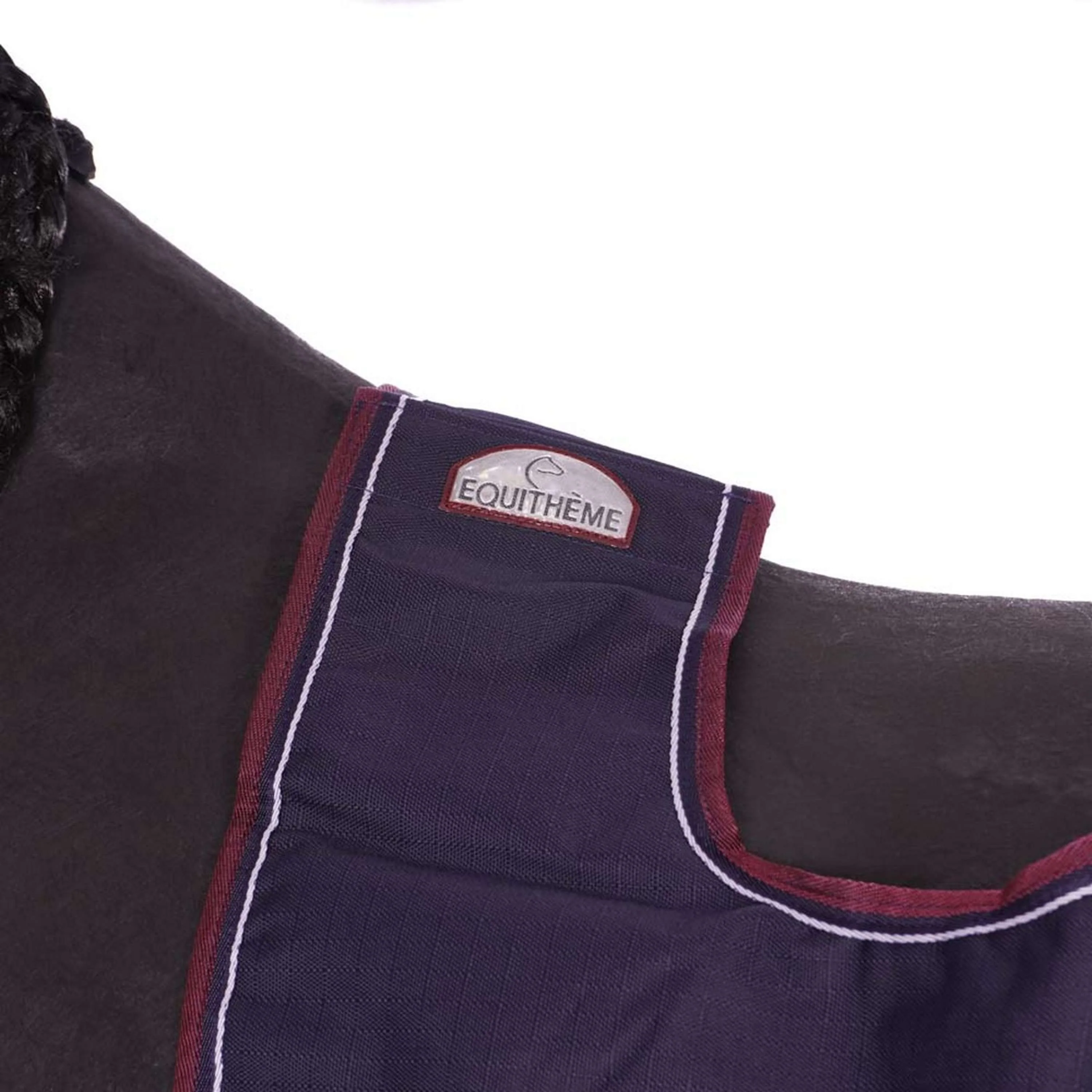EQUITHÈME Couvre-reins Tyrex 1200D Polar Fleece Marine/Bordeaux - Image 2