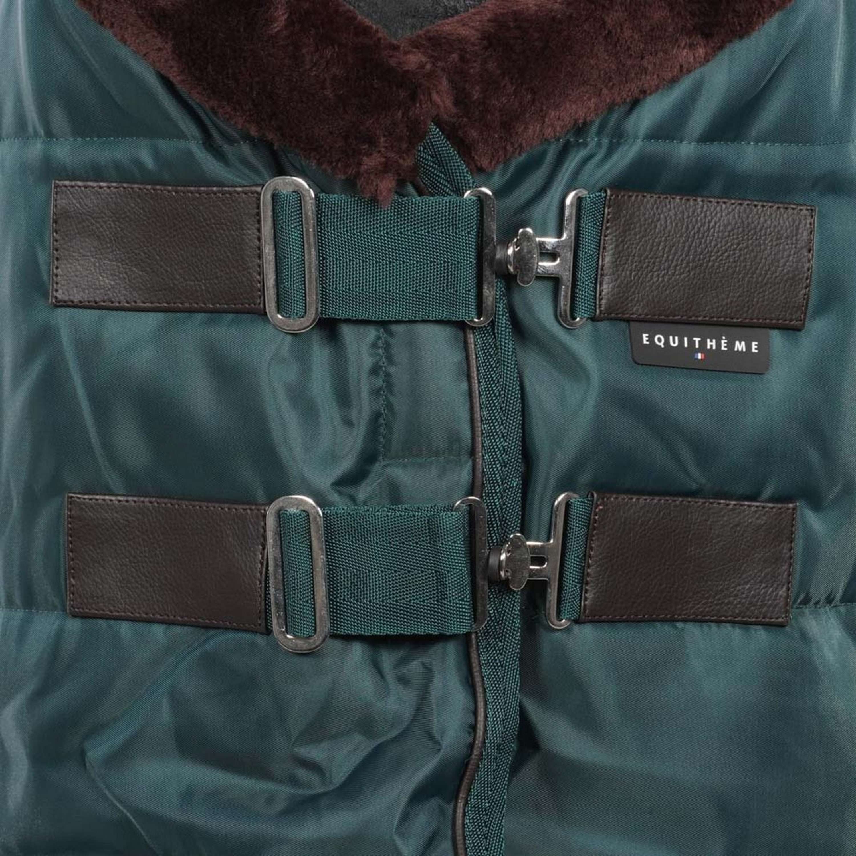 EQUITHÈME Couverture d'Écurie Teddy 200g Vert/Marron - Image 2