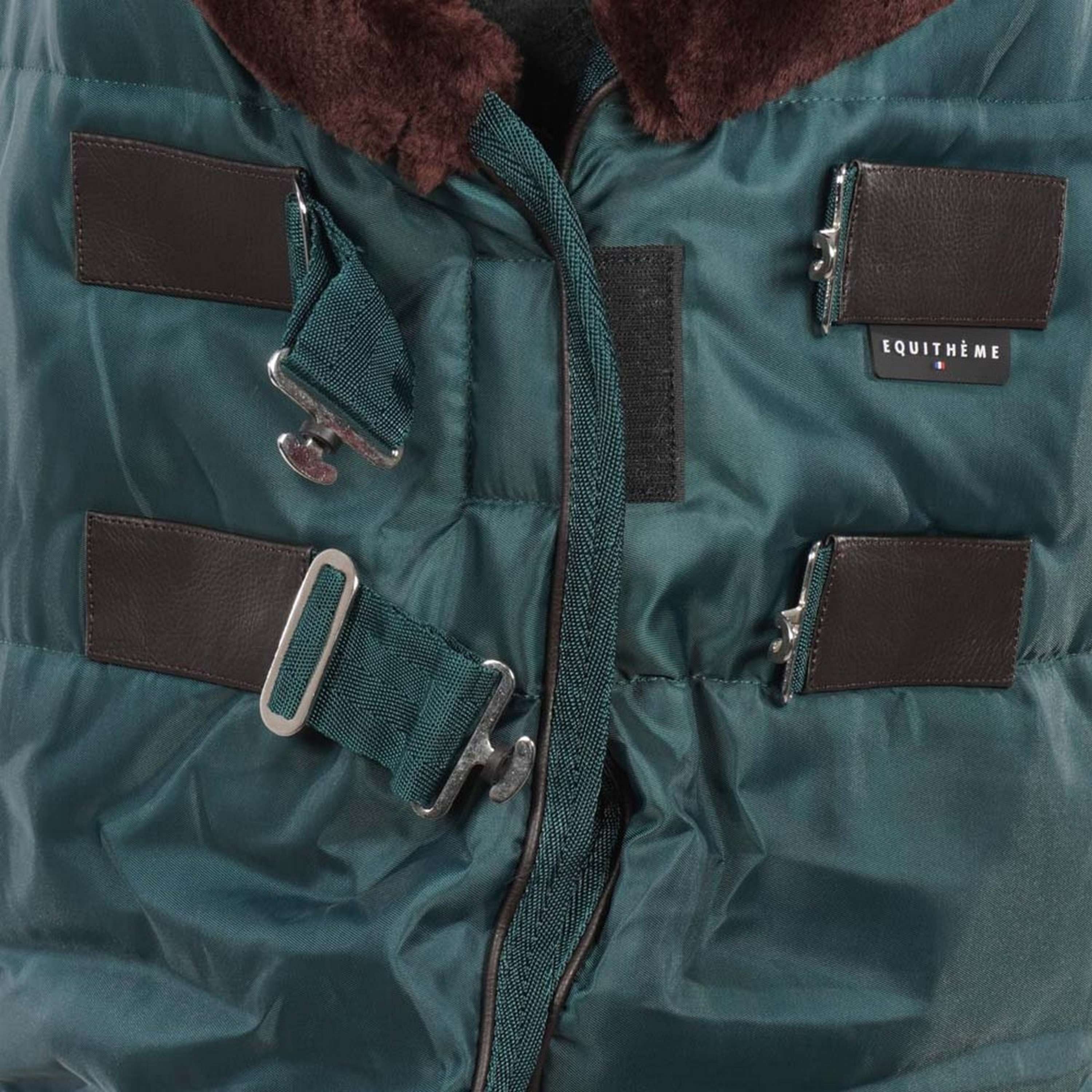 EQUITHÈME Couverture d'Écurie Teddy 200g Vert/Marron - Image 3