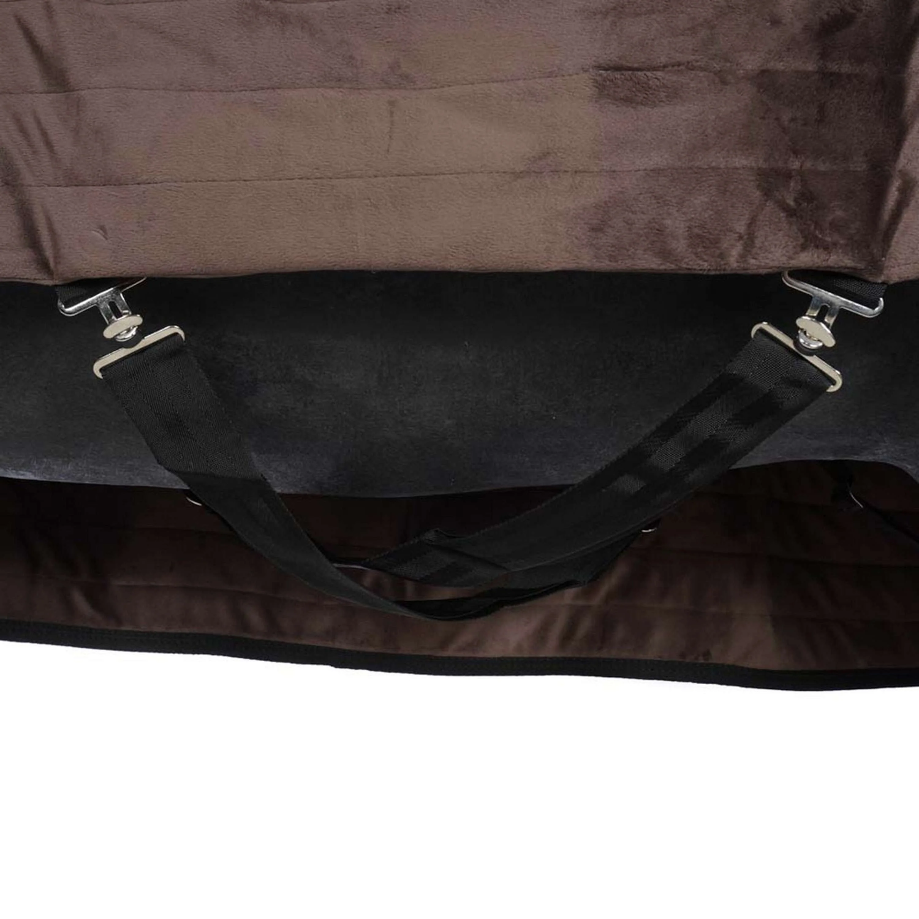 EQUITHÈME Couverture d'Écurie Teddy Doublé de Peau de Mouton Synthétique Noir/Beige - Image 5