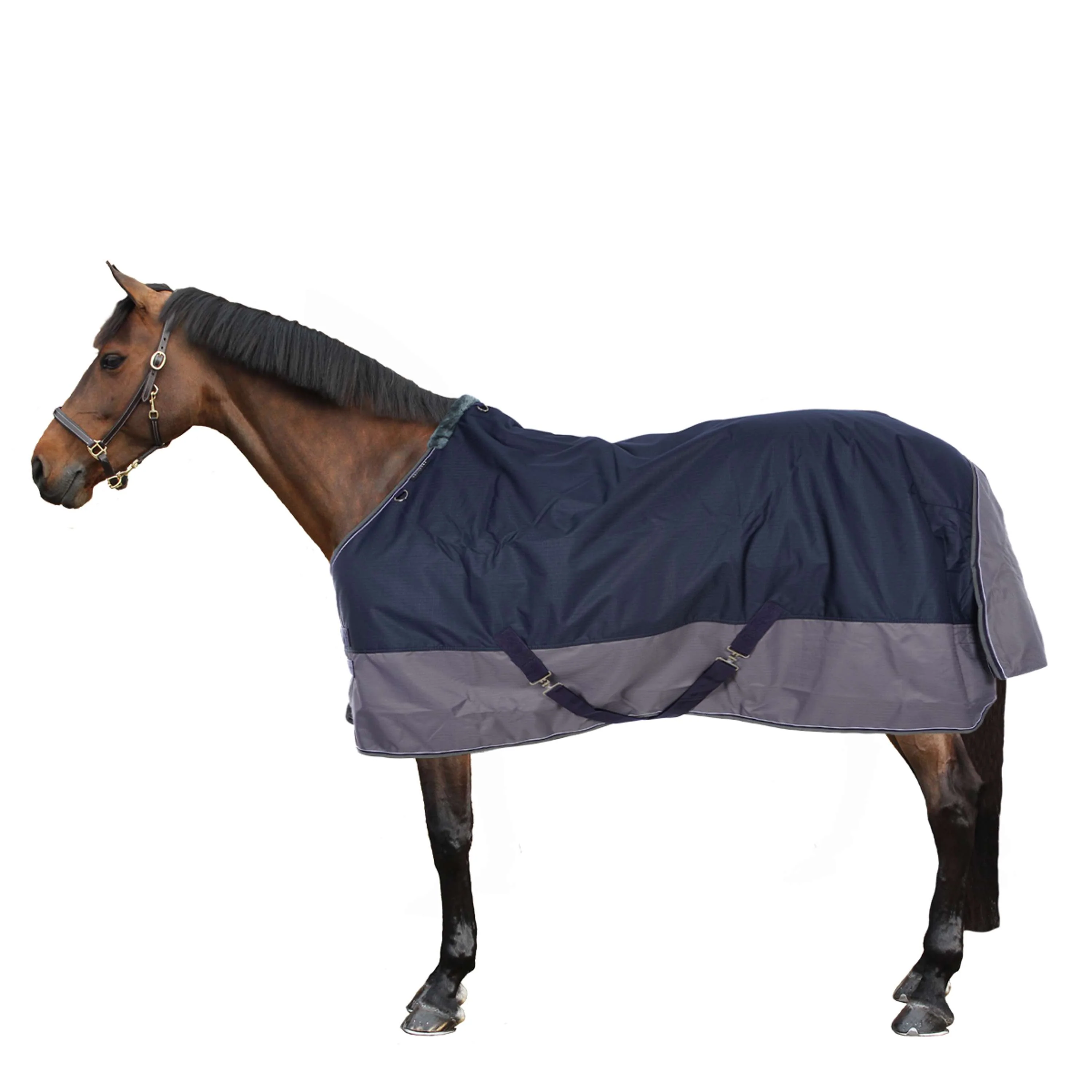 EQUITHÈME Couverture Imperméable Tyrex 600D 50g Marine/Gris Dots - Image 2