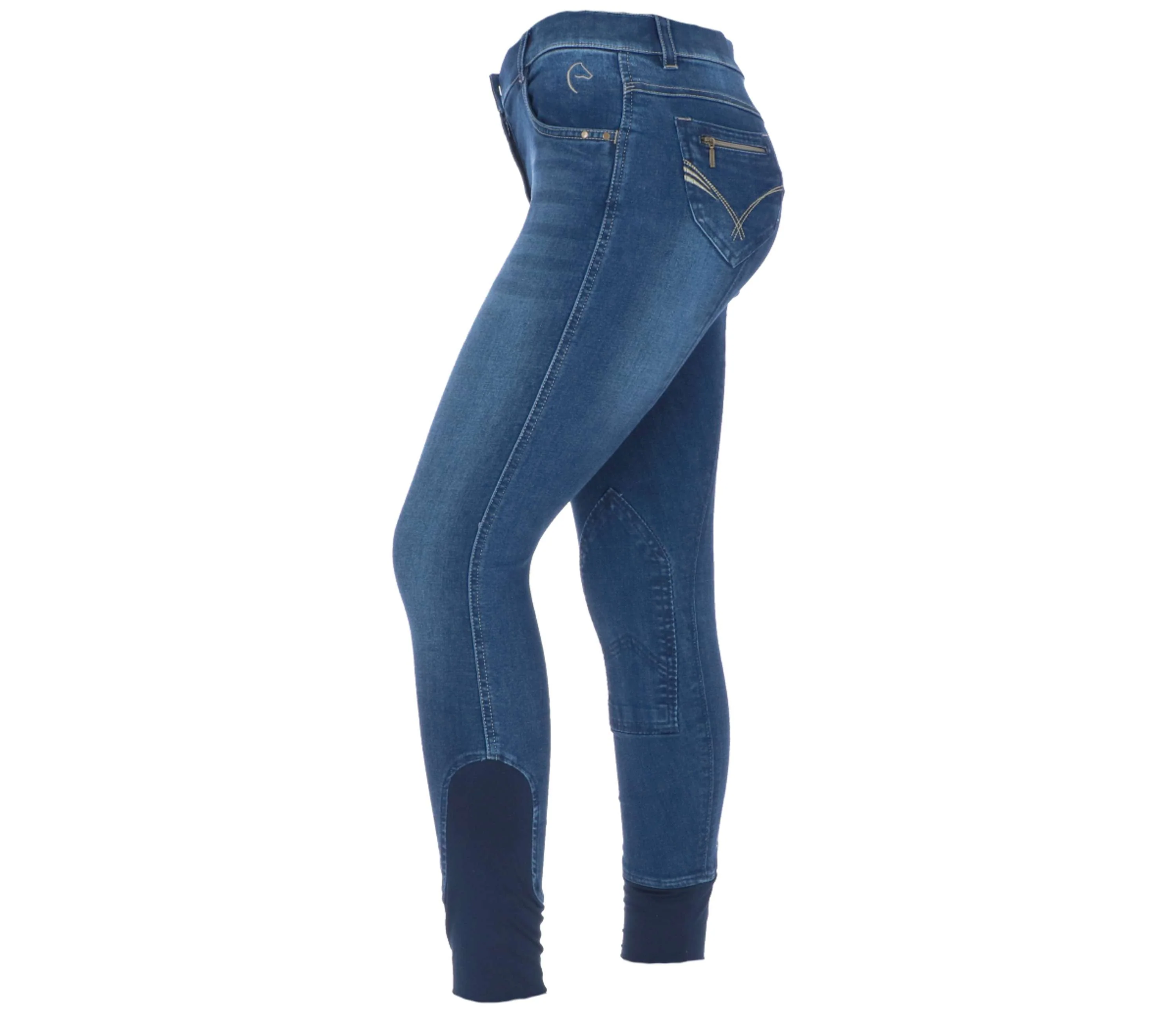 EQUITHÈME Pantalon d'Équitation Texas Denim bleu/Beige - Image 2