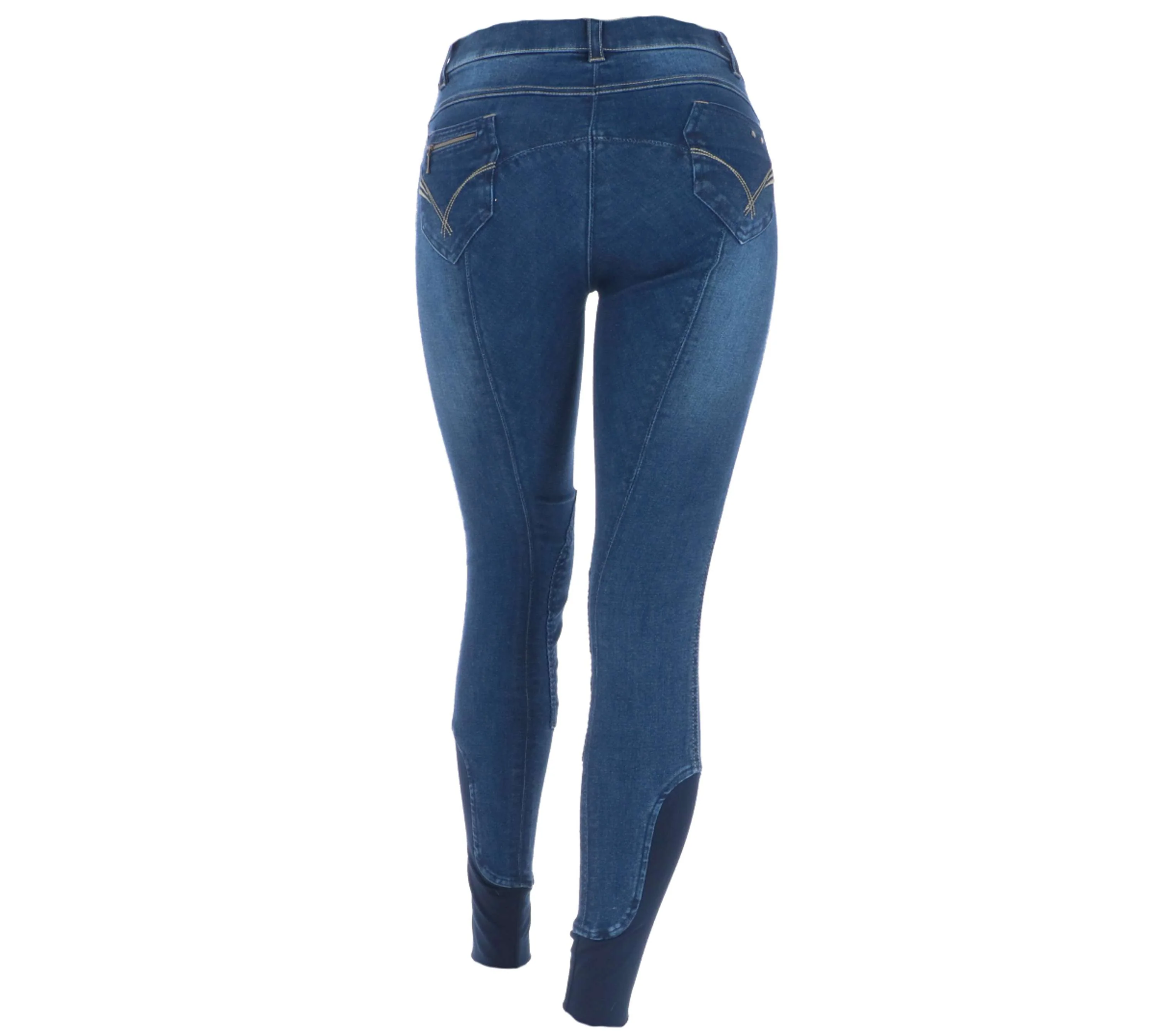 EQUITHÈME Pantalon d'Équitation Texas Denim bleu/Beige - Image 3