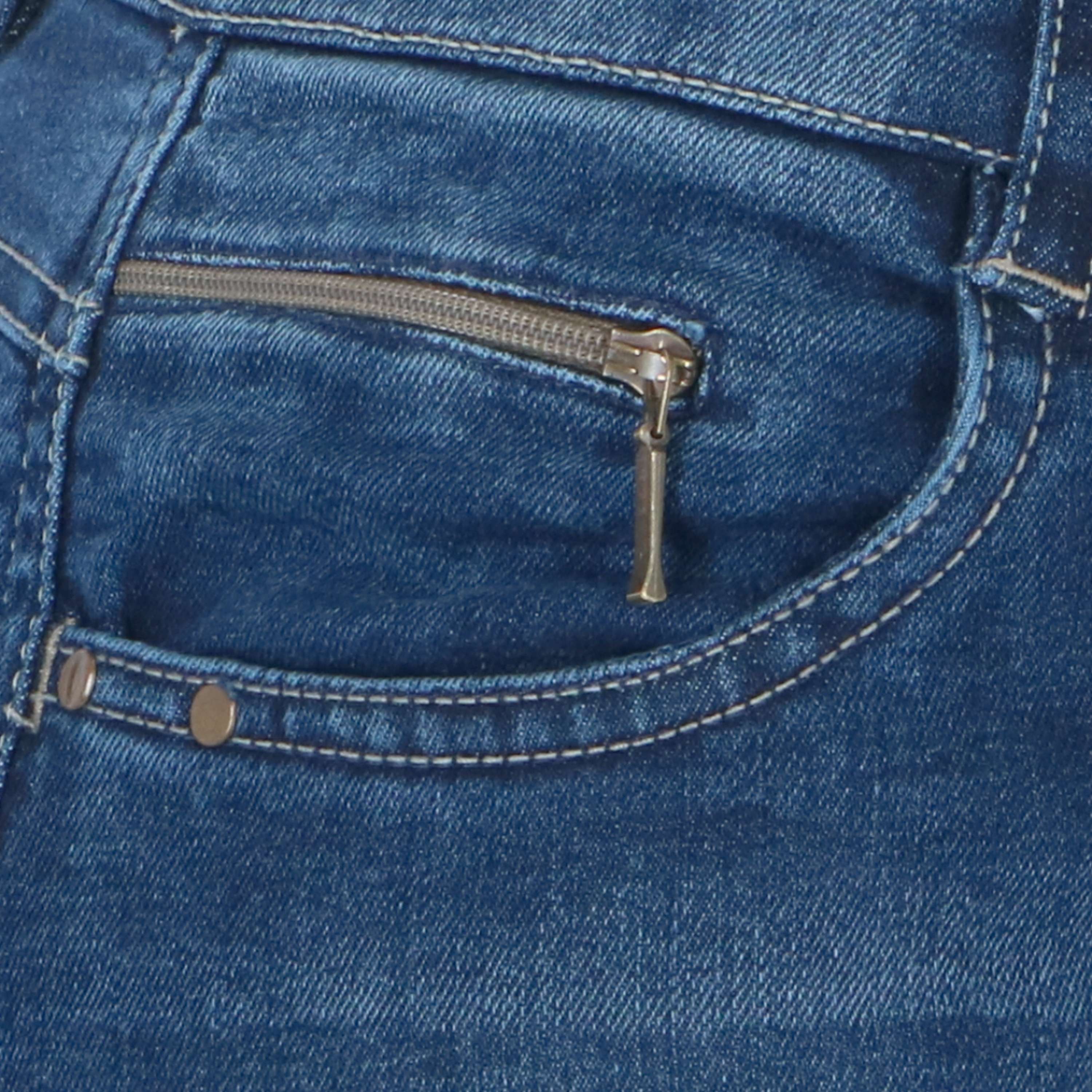 EQUITHÈME Pantalon d'Équitation Texas Denim bleu/Beige - Image 6