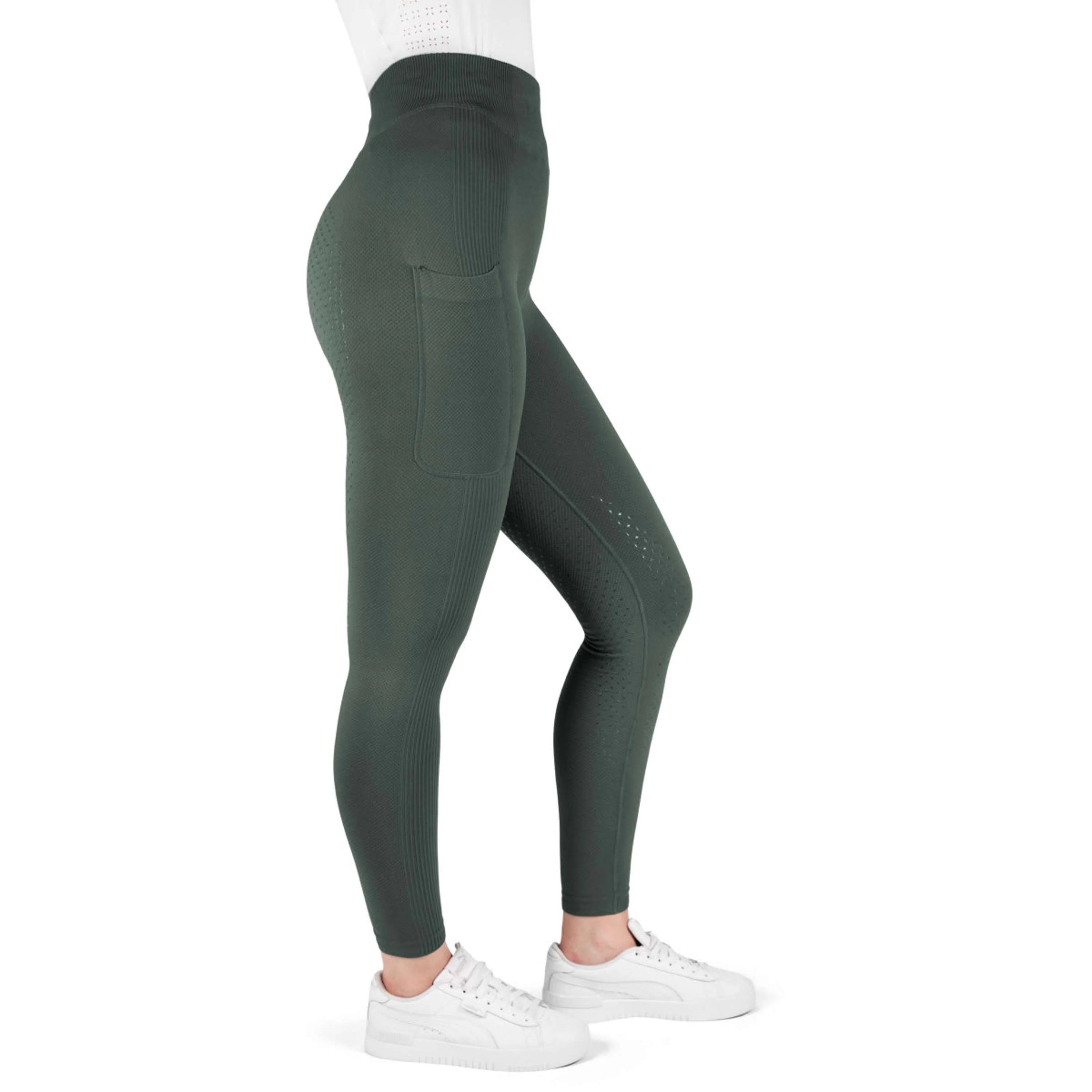 EQUITHÈME Legging d'Équitation Acacia Full Grip Khaki - Image 6