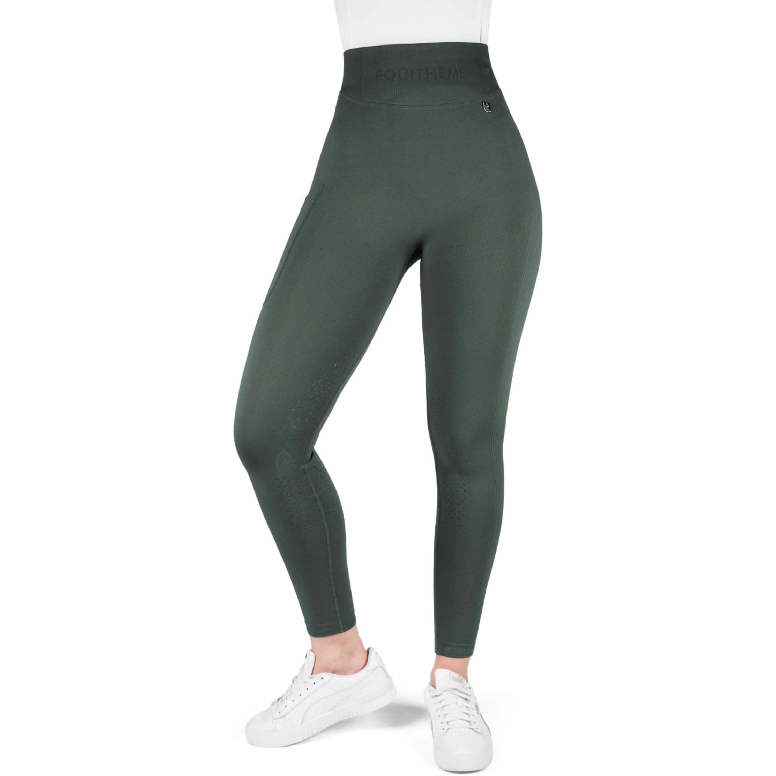 EQUITHÈME Legging d'Équitation Acacia Full Grip Khaki - Image 7