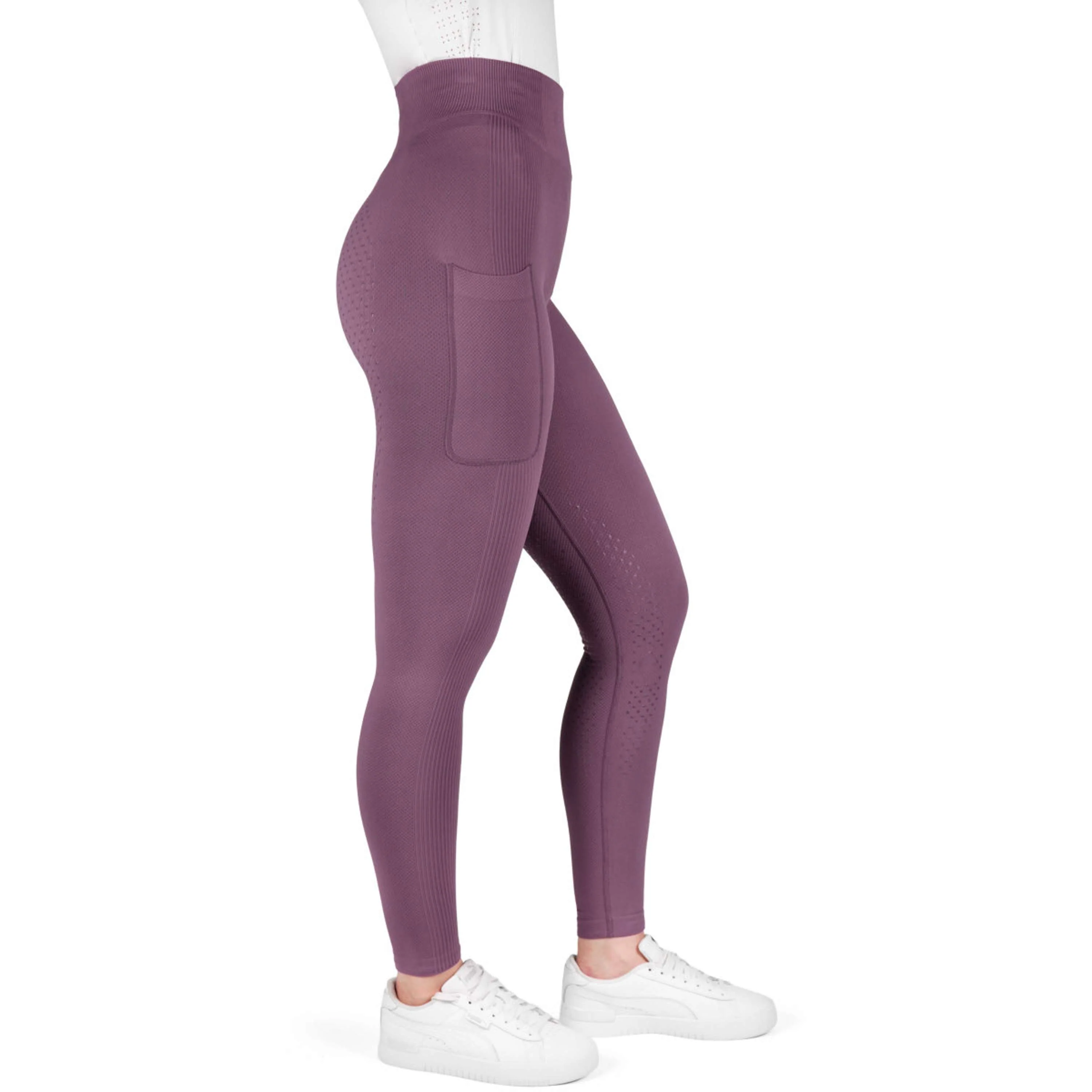 EQUITHÈME Legging d'Équitation Acacia Full Grip Lilas - Image 3