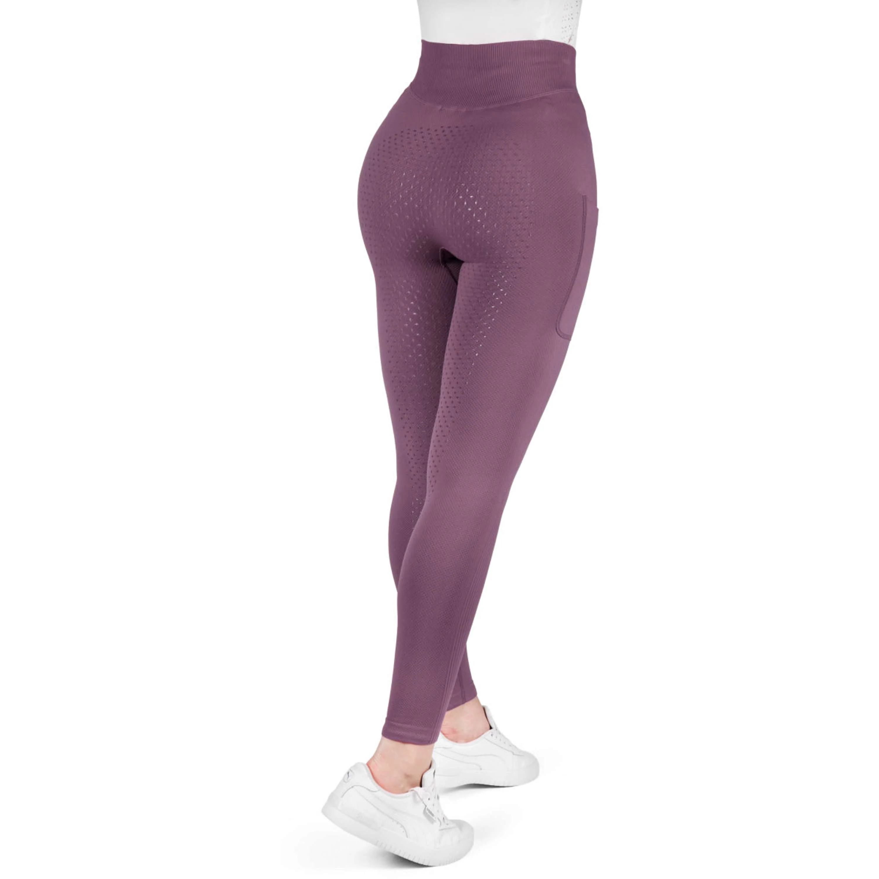 EQUITHÈME Legging d'Équitation Acacia Full Grip Lilas - Image 5