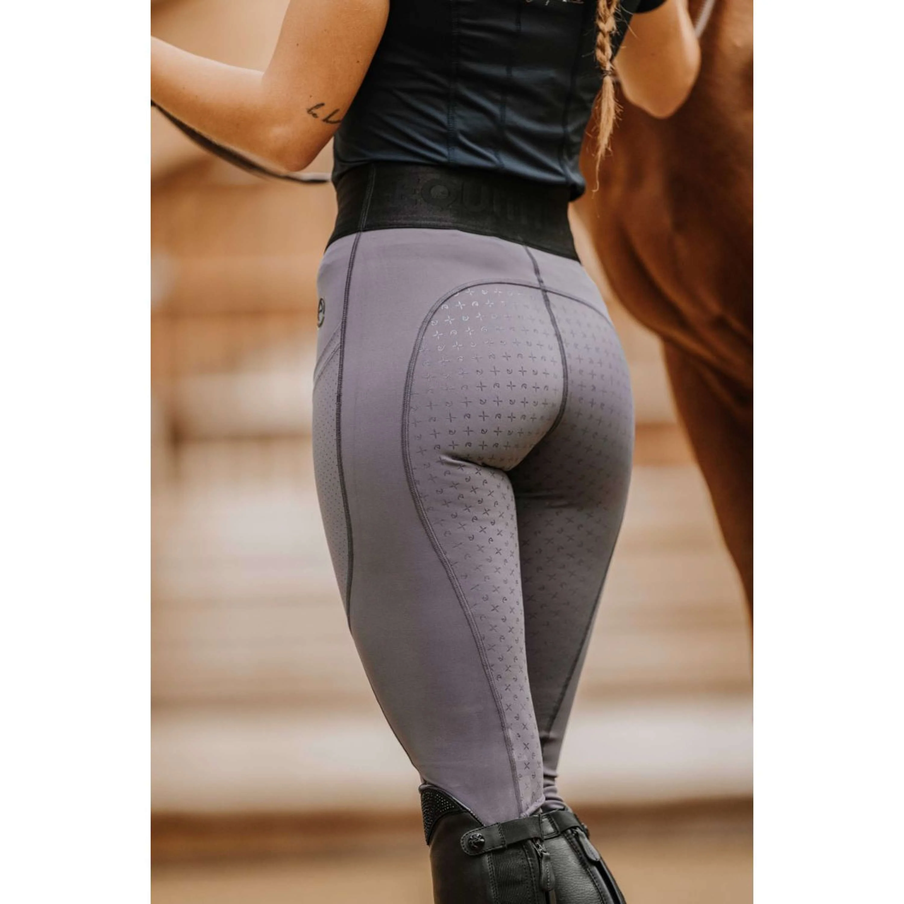 EQUITHÈME Legging d'Équitation Iris Full Grip Gris foncé - Image 2