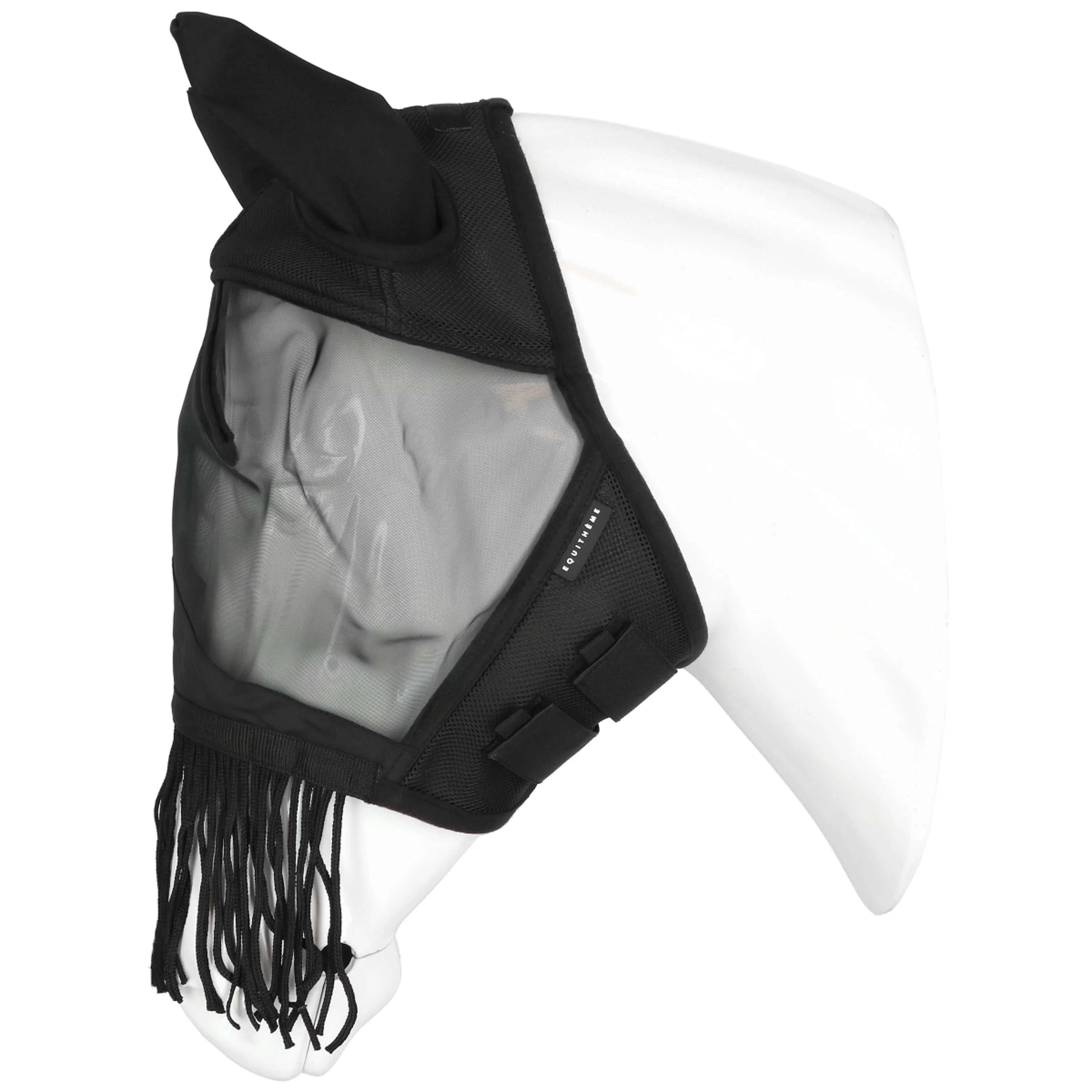 EQUITHÈME Masque Anti-Mouches Franges avec Protection UV Noir - Image 4