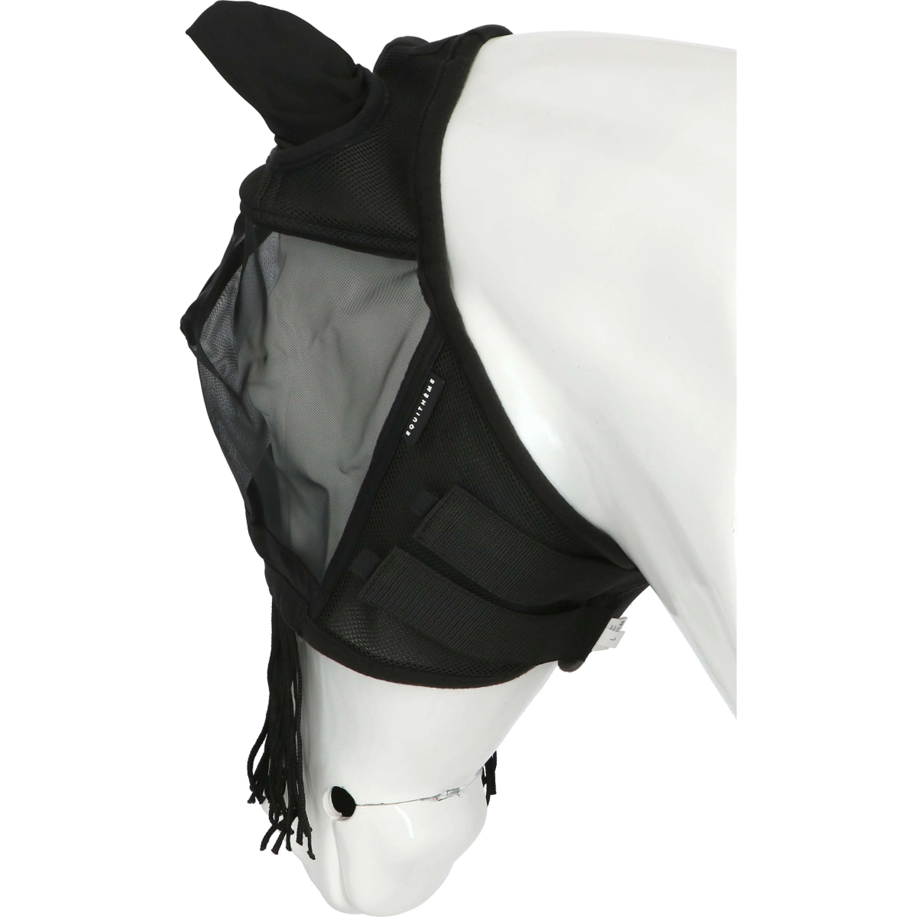 EQUITHÈME Masque Anti-Mouches Franges avec Protection UV Noir - Image 6