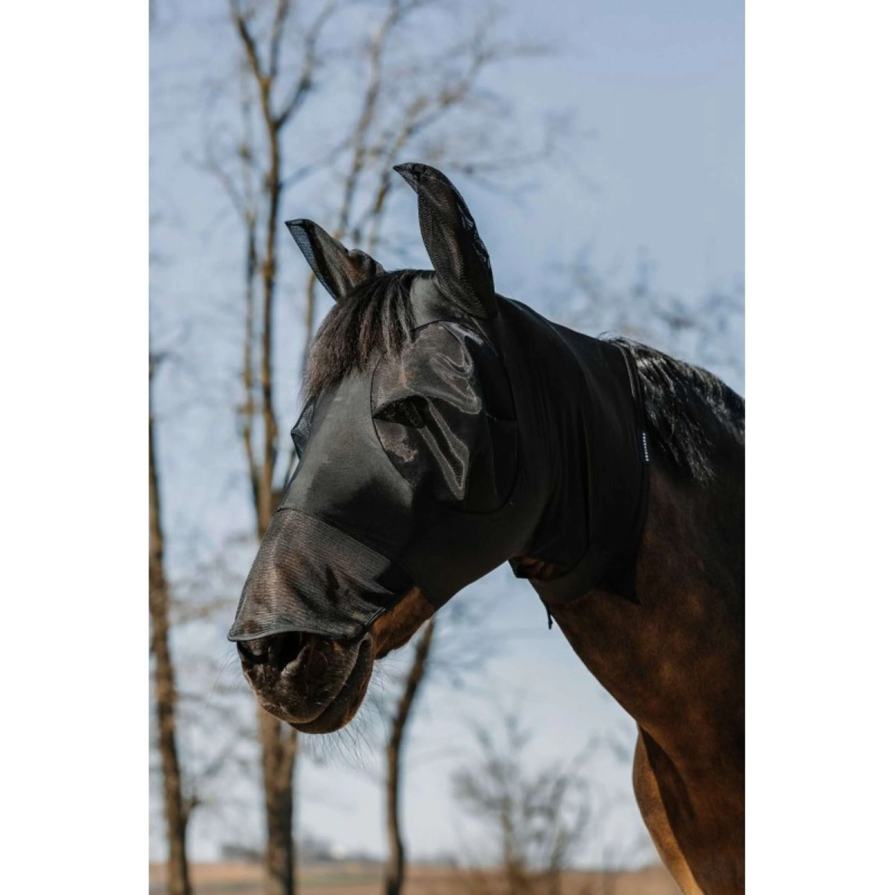 EQUITHÈME Masque Anti-Mouches Hood avec Protection UV Noir - Image 2