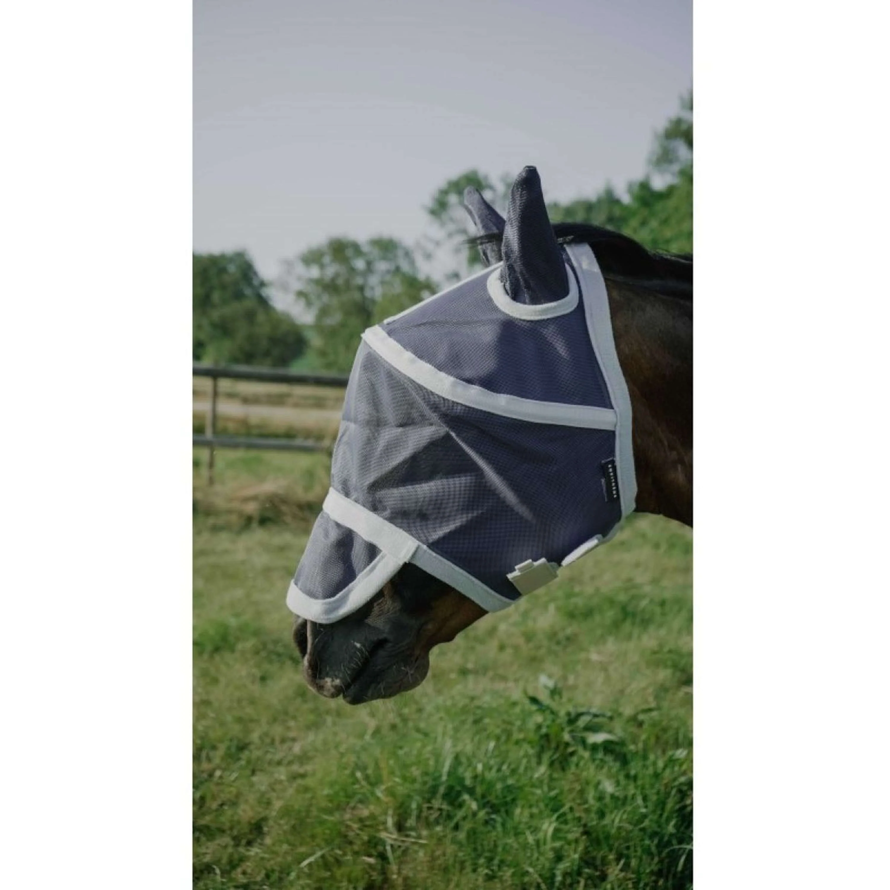 EQUITHÈME Masque Anti-Mouches Hoop avec Protection UV Marin - Image 2