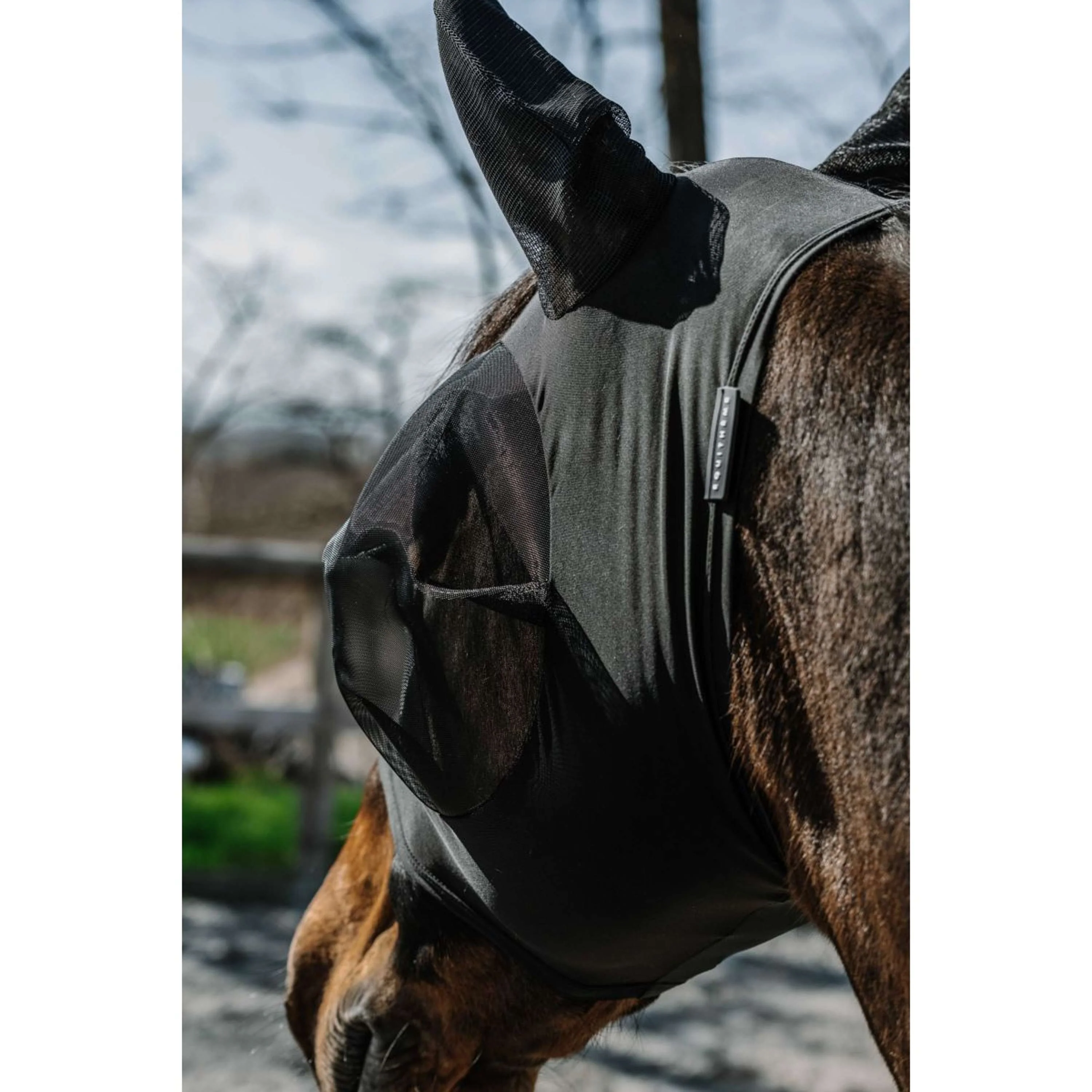 EQUITHÈME Masque Anti-Mouches Lycra avec Protection UV Noir - Image 2