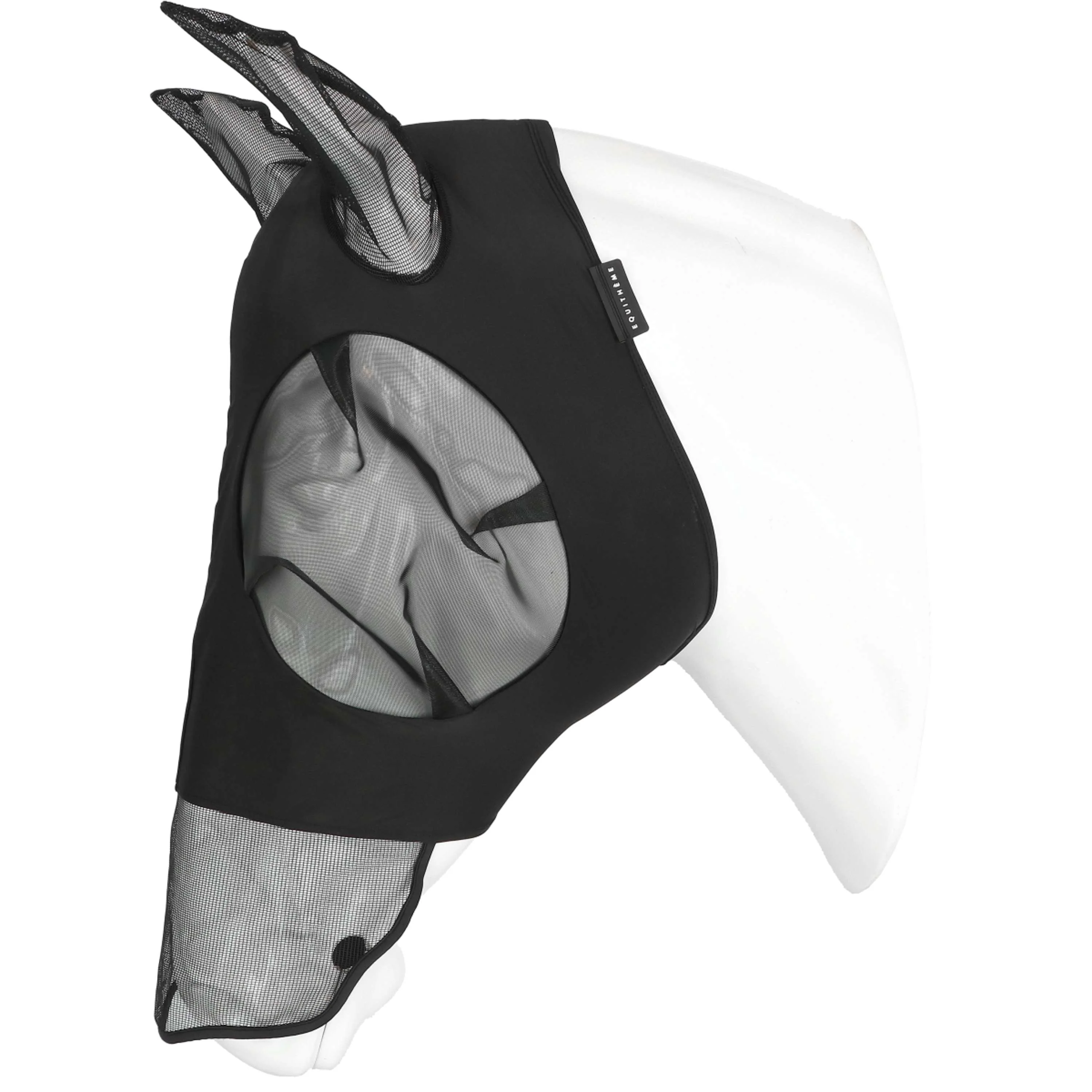 EQUITHÈME Masque Anti-Mouches Lycra UV protection Avec Filet Nez Noir - Image 4