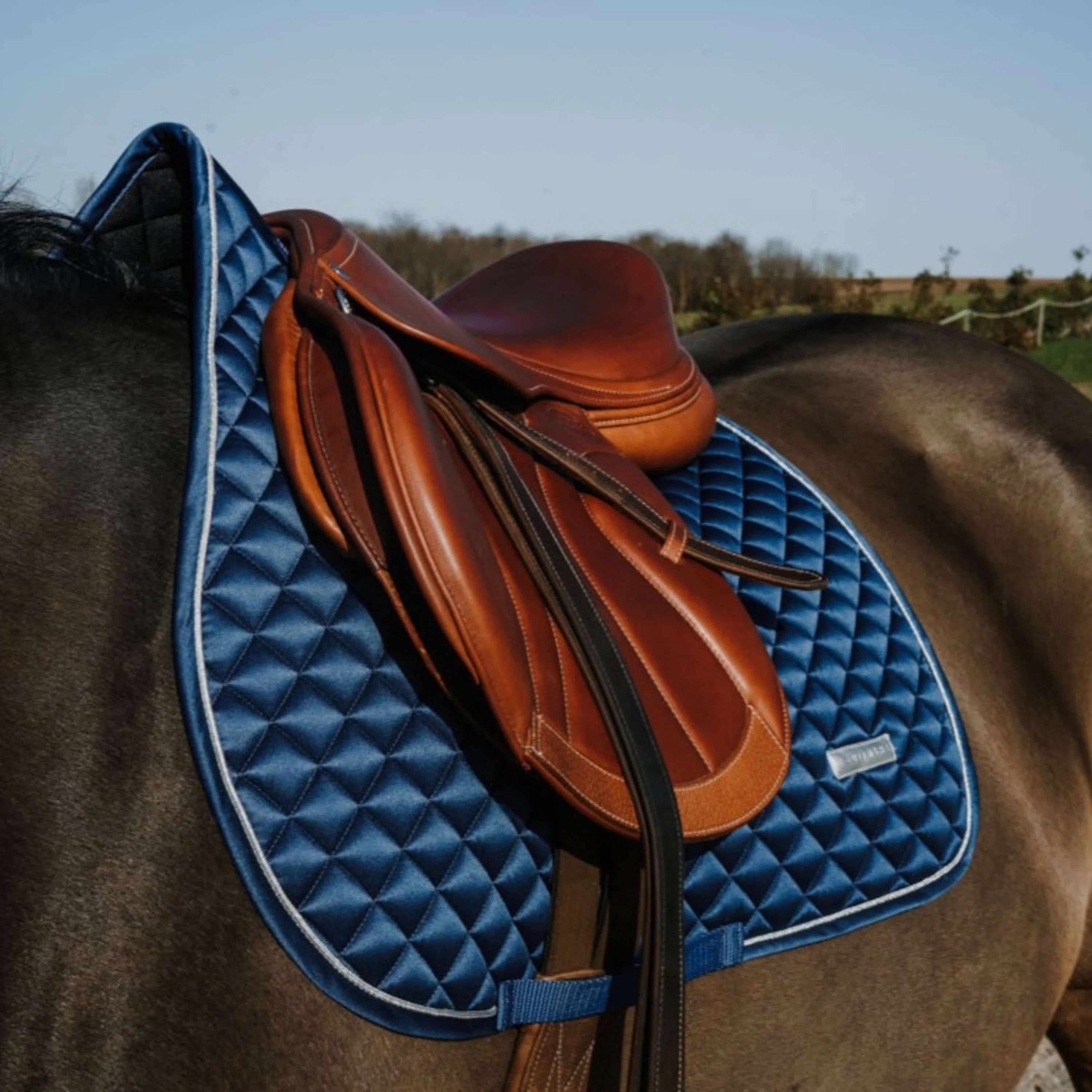 EQUITHÈME Tapis de Selle Nacre de Saut Bleu Acier - Image 3