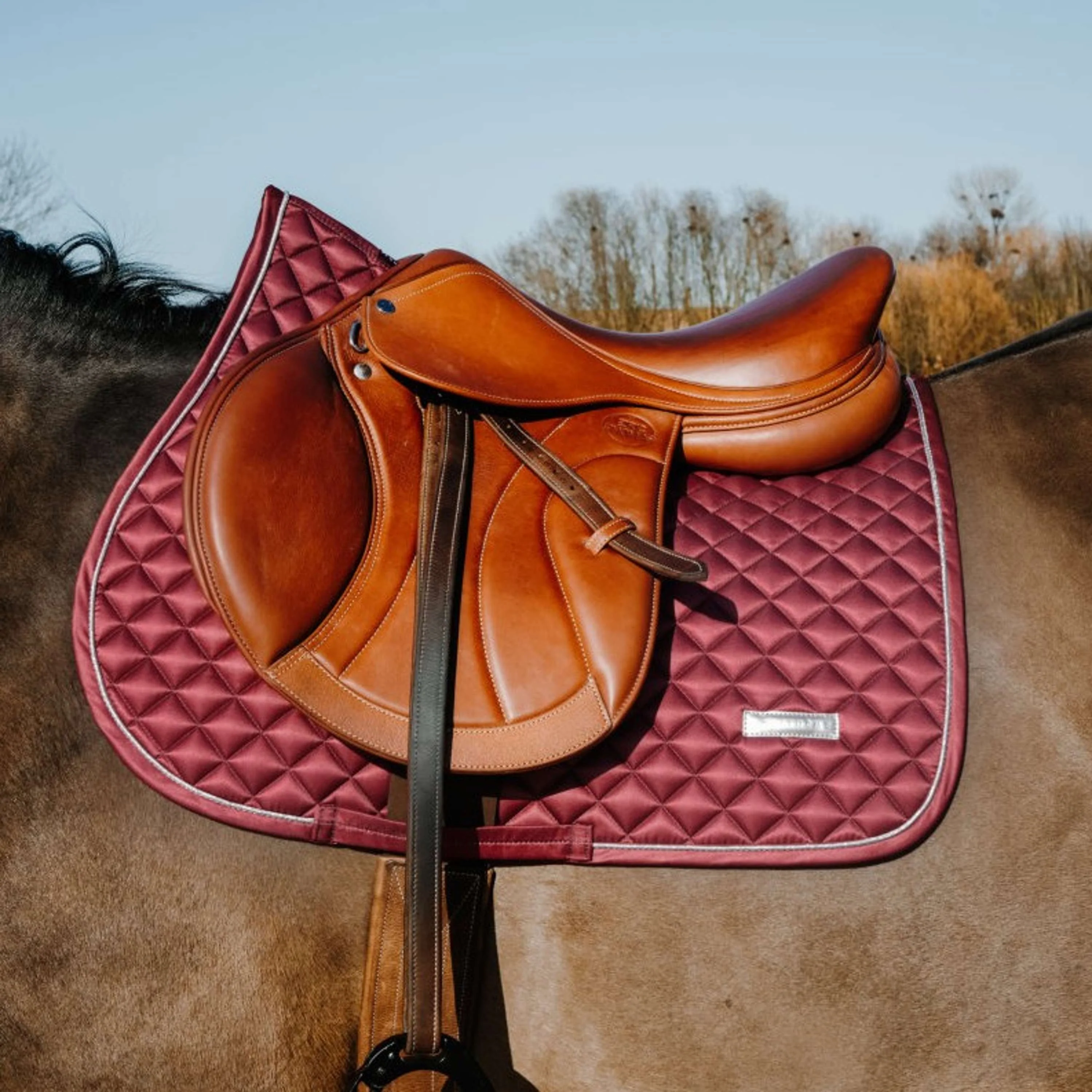 EQUITHÈME Tapis de Selle Nacre de Saut Bordeaux - Image 2