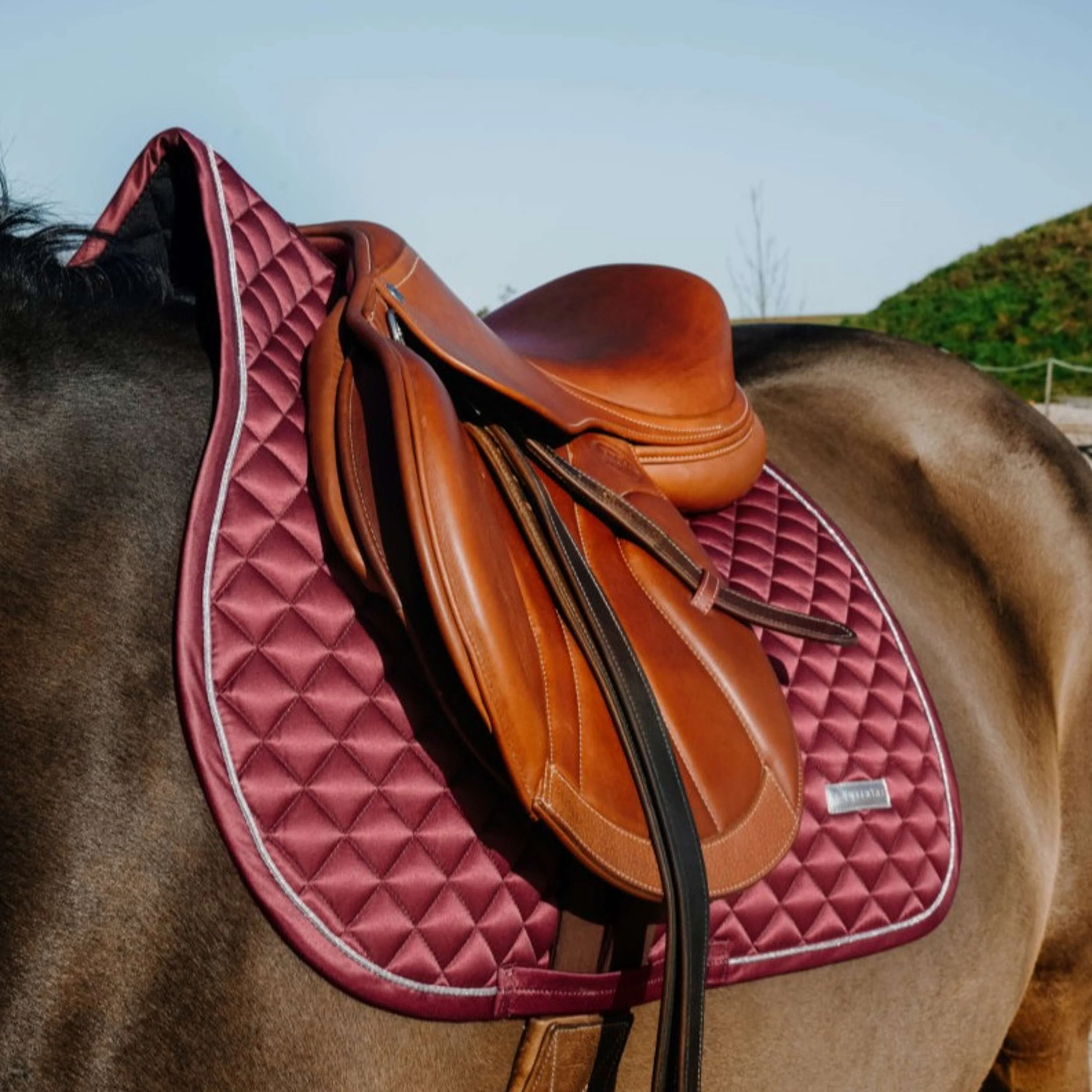 EQUITHÈME Tapis de Selle Nacre de Saut Bordeaux - Image 3