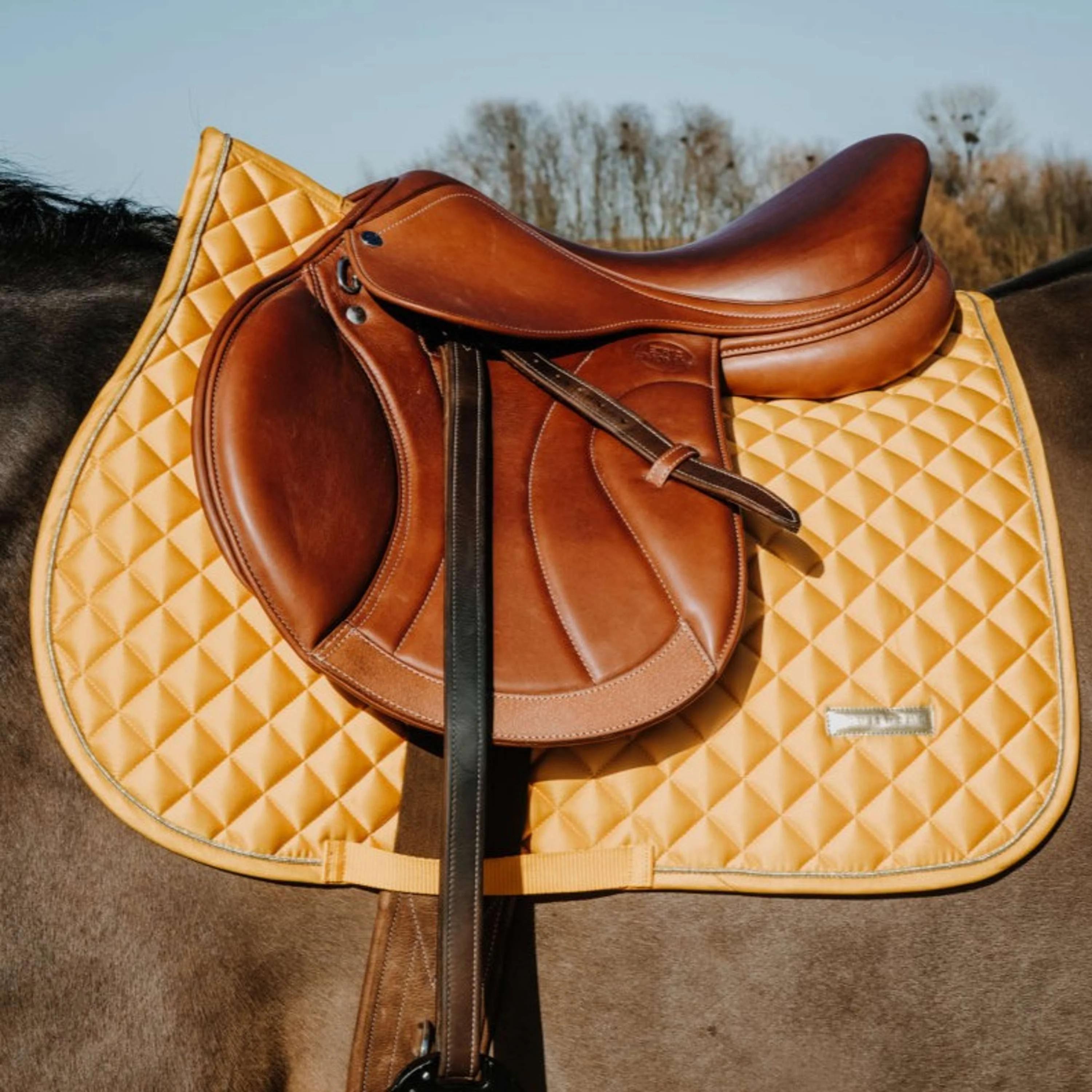 EQUITHÈME Tapis de Selle Nacre de Saut Jaune - Image 2
