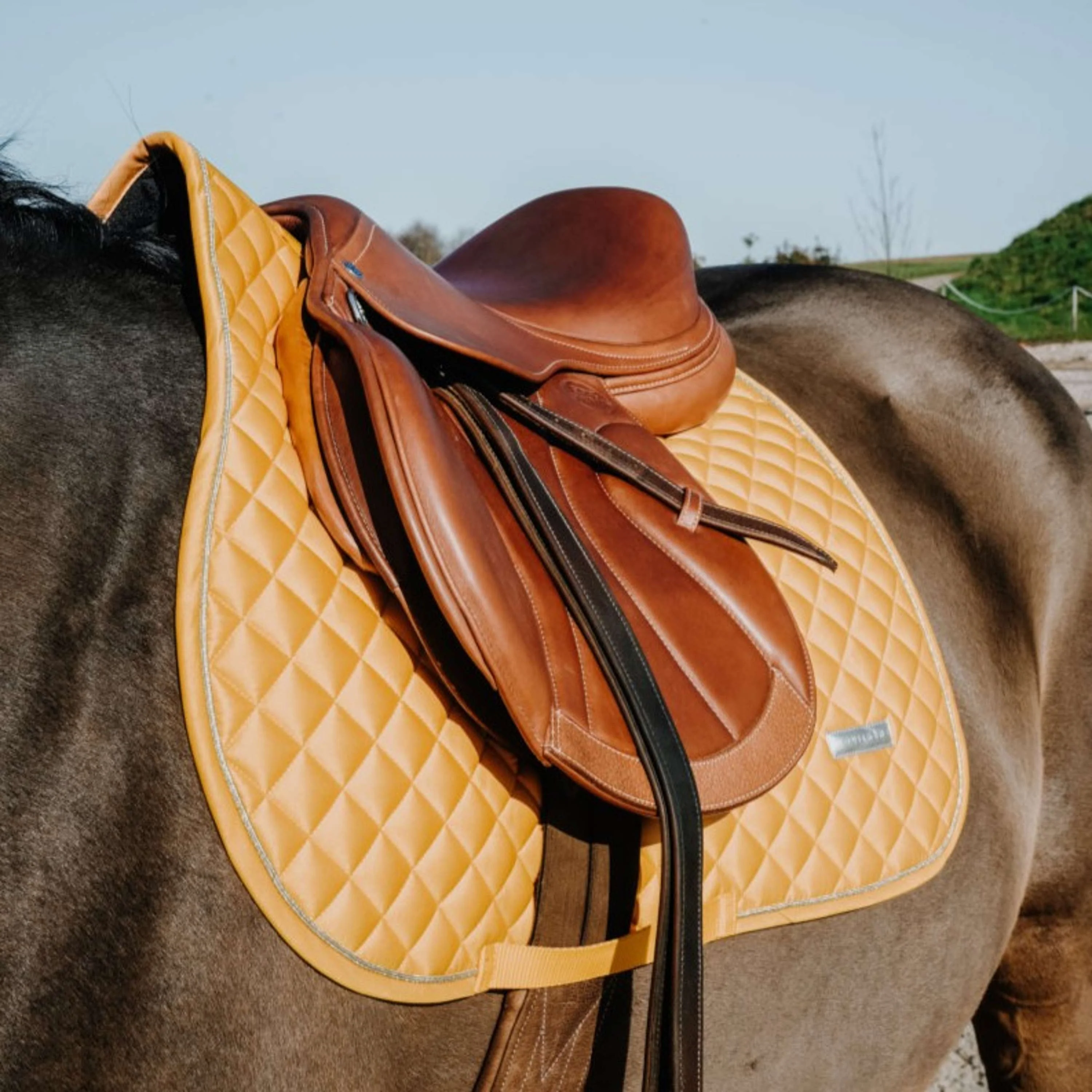 EQUITHÈME Tapis de Selle Nacre de Saut Jaune - Image 3