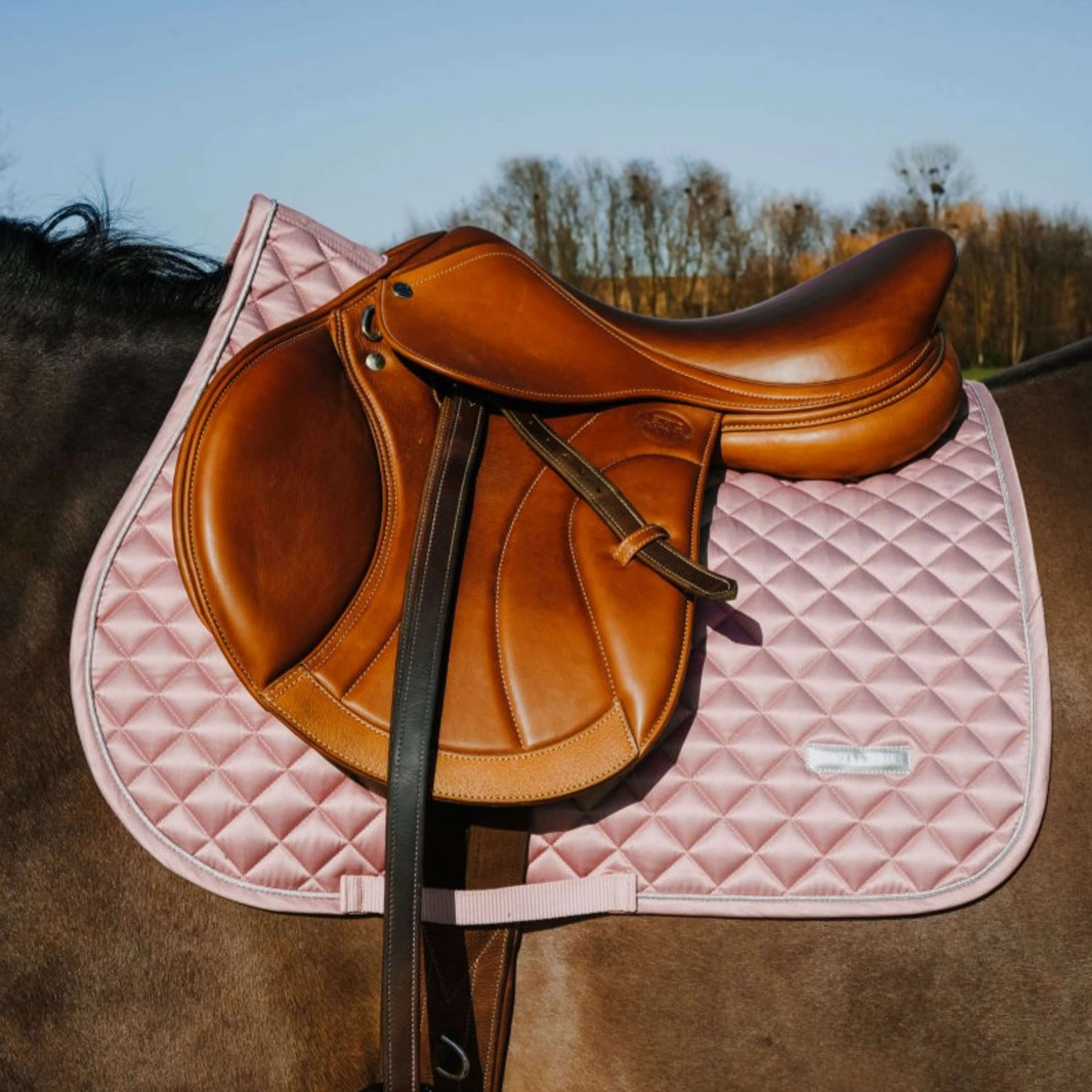 EQUITHÈME Tapis de Selle Nacre de Saut Rose - Image 2