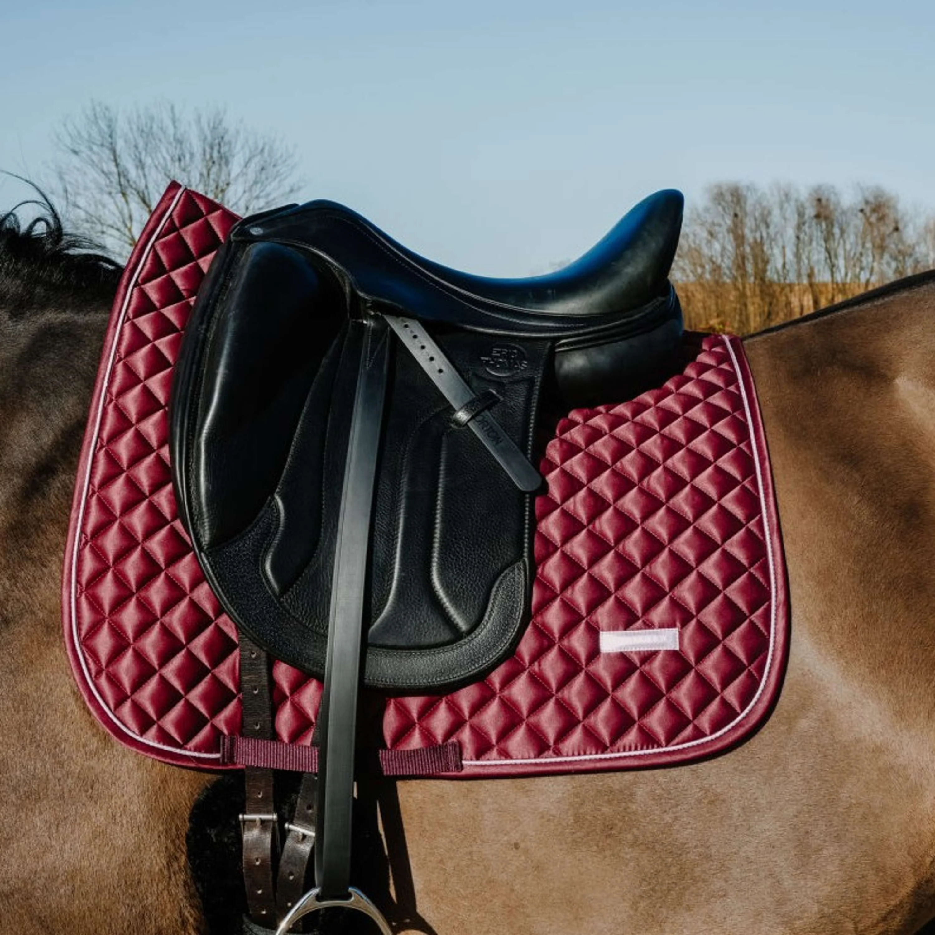 EQUITHÈME Tapis de Selle Nacre Dressage Bordeaux - Image 2