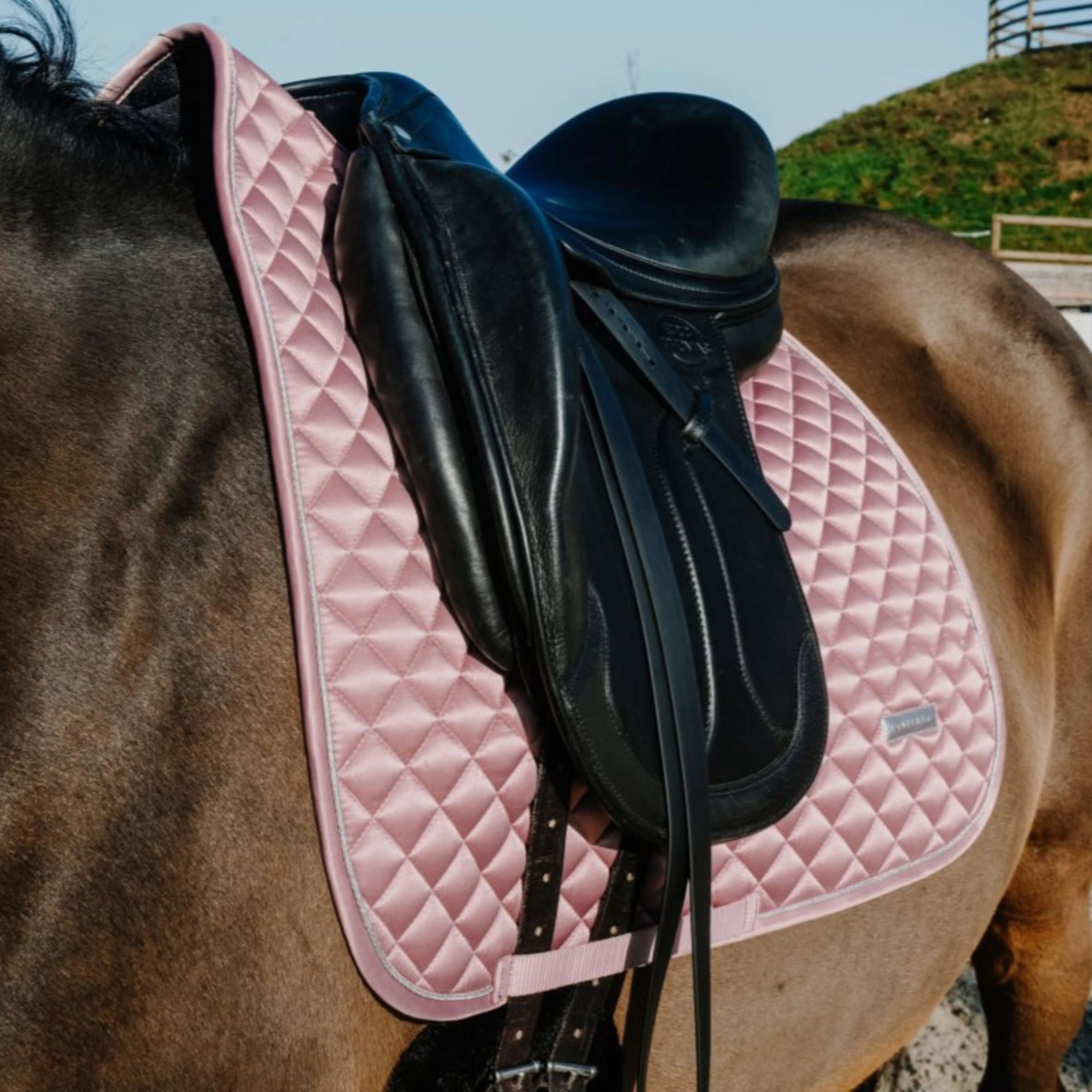 EQUITHÈME Tapis de Selle Nacre Dressage Rose - Image 3