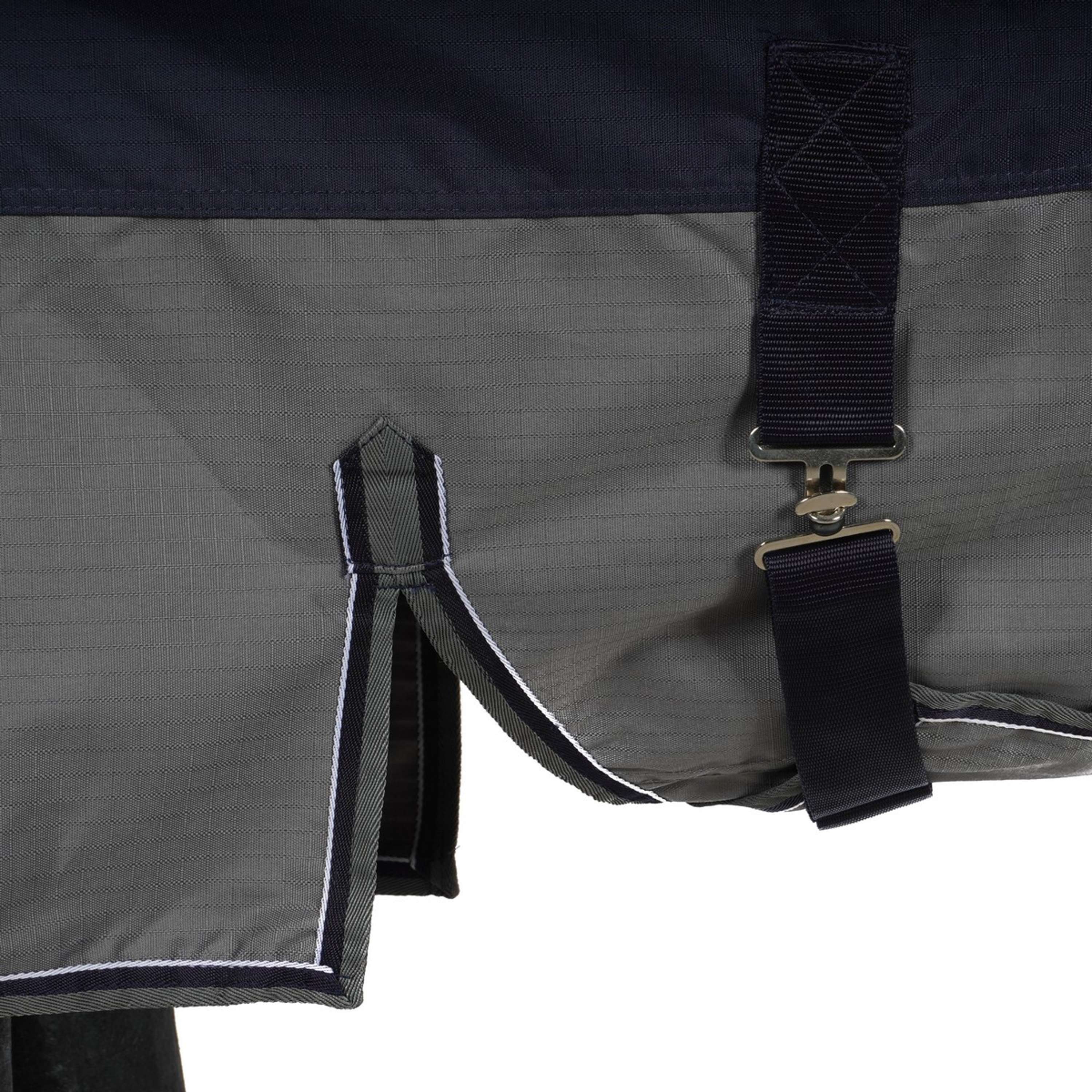 EQUITHÈME Turnout Rug Tyrec avec Rabat Ventral 600D 300g Marine/Gris Dots - Image 4