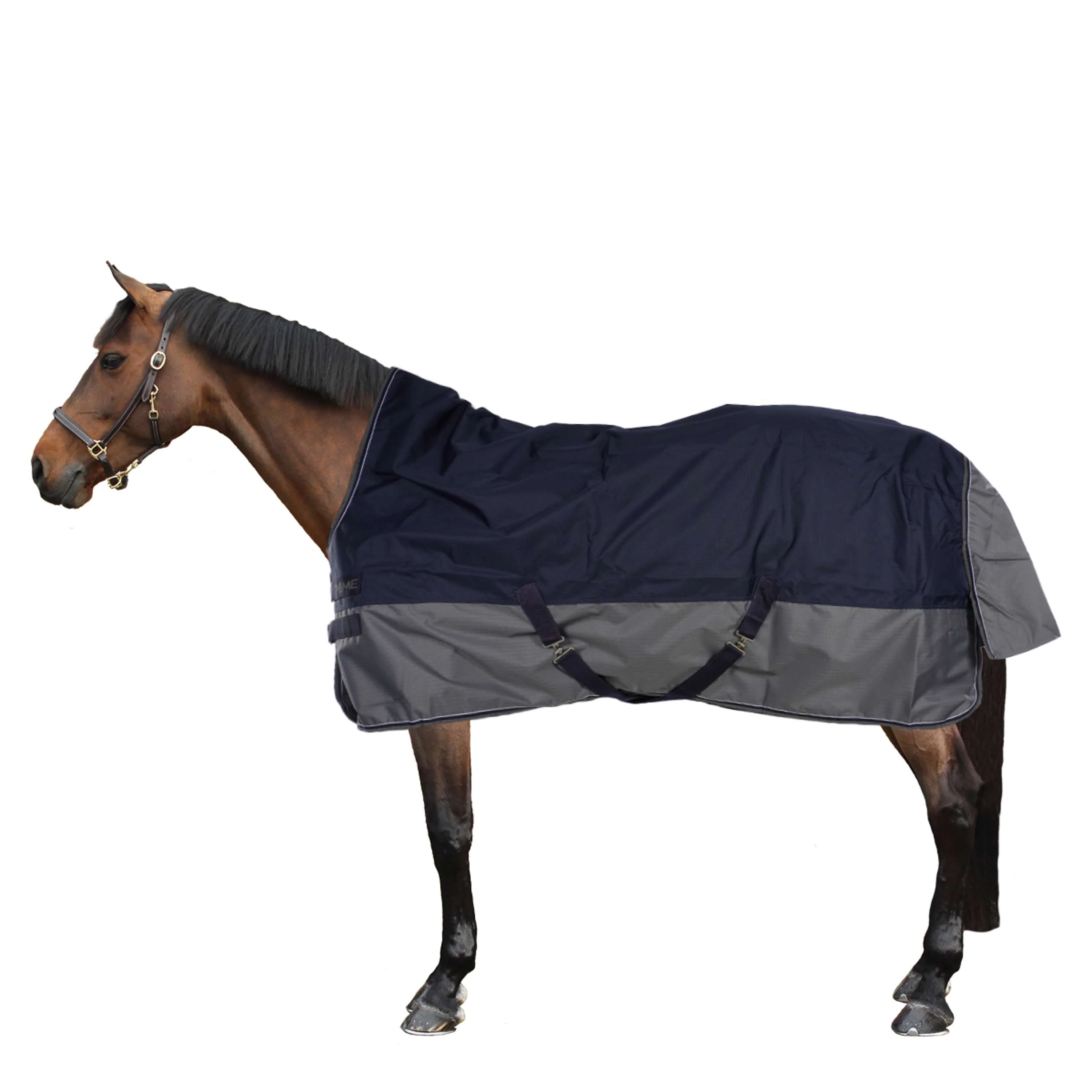 EQUITHÈME Turnout Rug Tyrex High Neck 600D 150g Marine/Gris Dots - Image 2